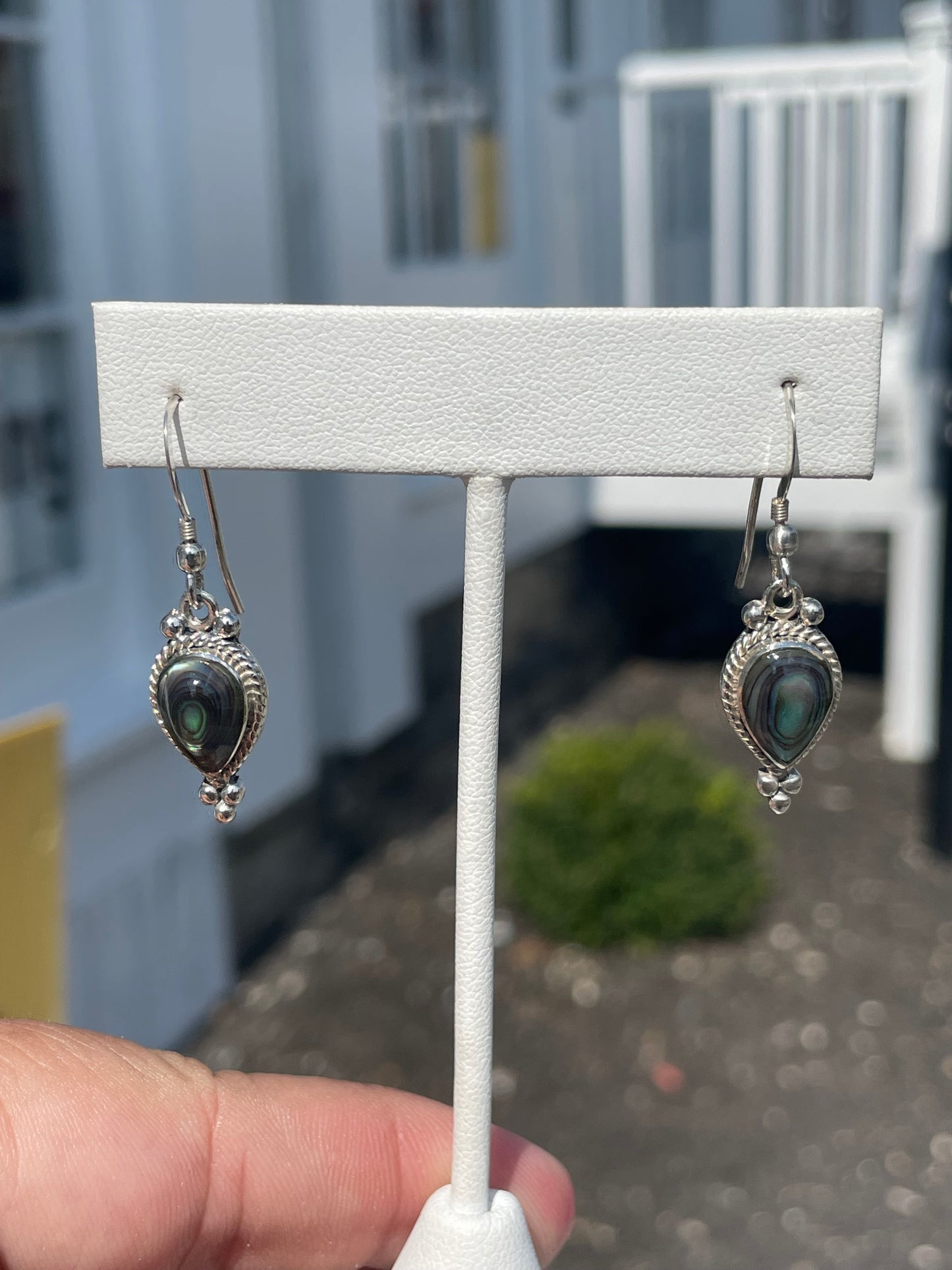 925 Sterling Silver Abalone Drop Earrings