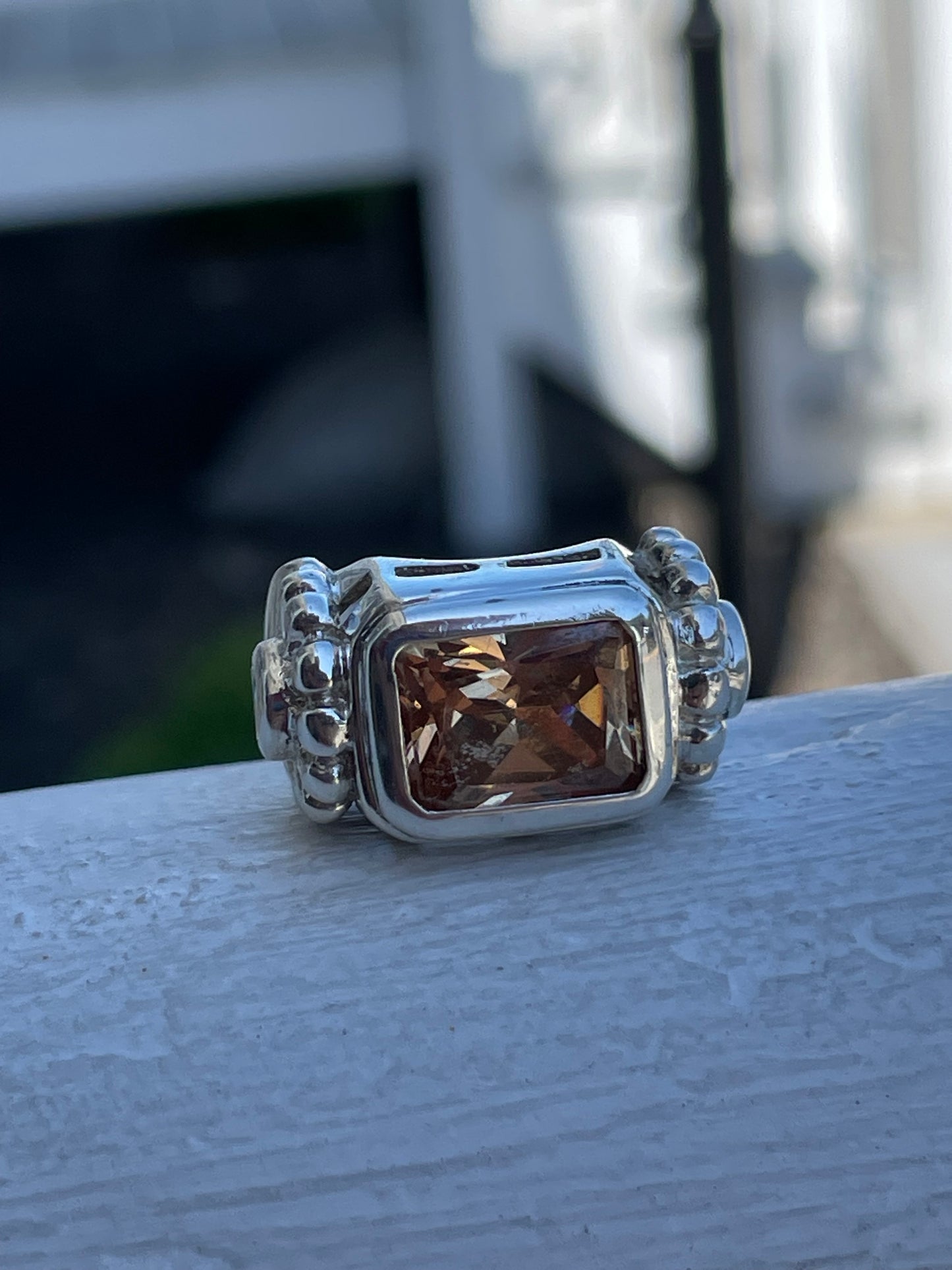 Designer ClD Clyde Duneier 5.65ct Champagne Topaz Ring Size 7.5