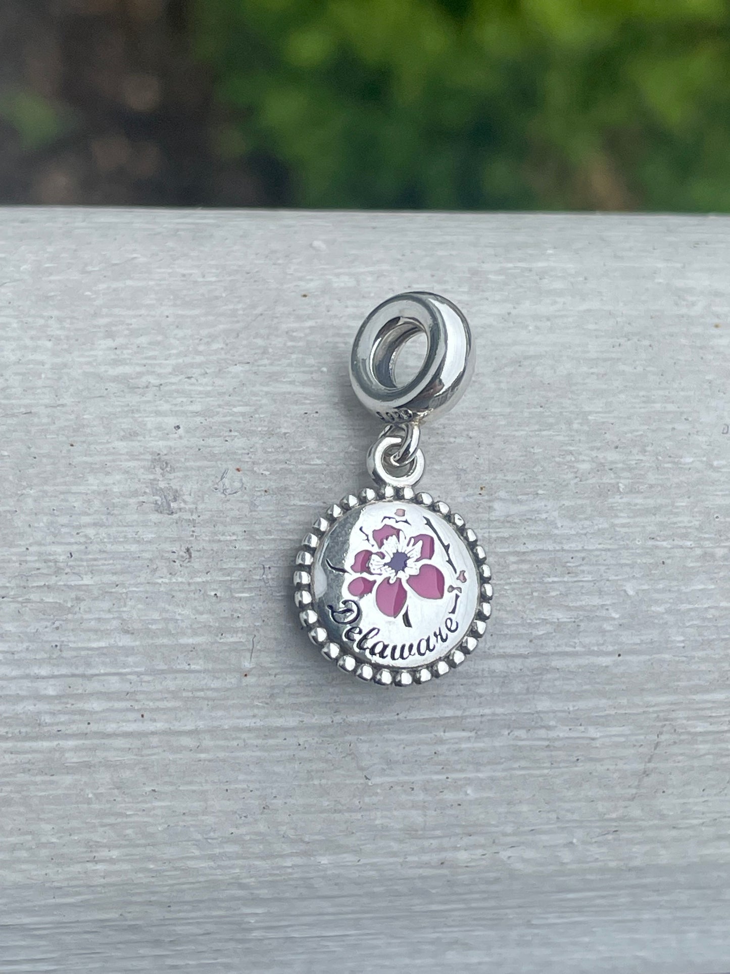 Pandora Delaware Peach Blossom State Exclusive Travel Dangle Charm