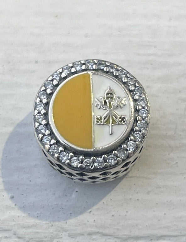 Pandora Vatican Exclusive Flag Round Signet Travel Charm