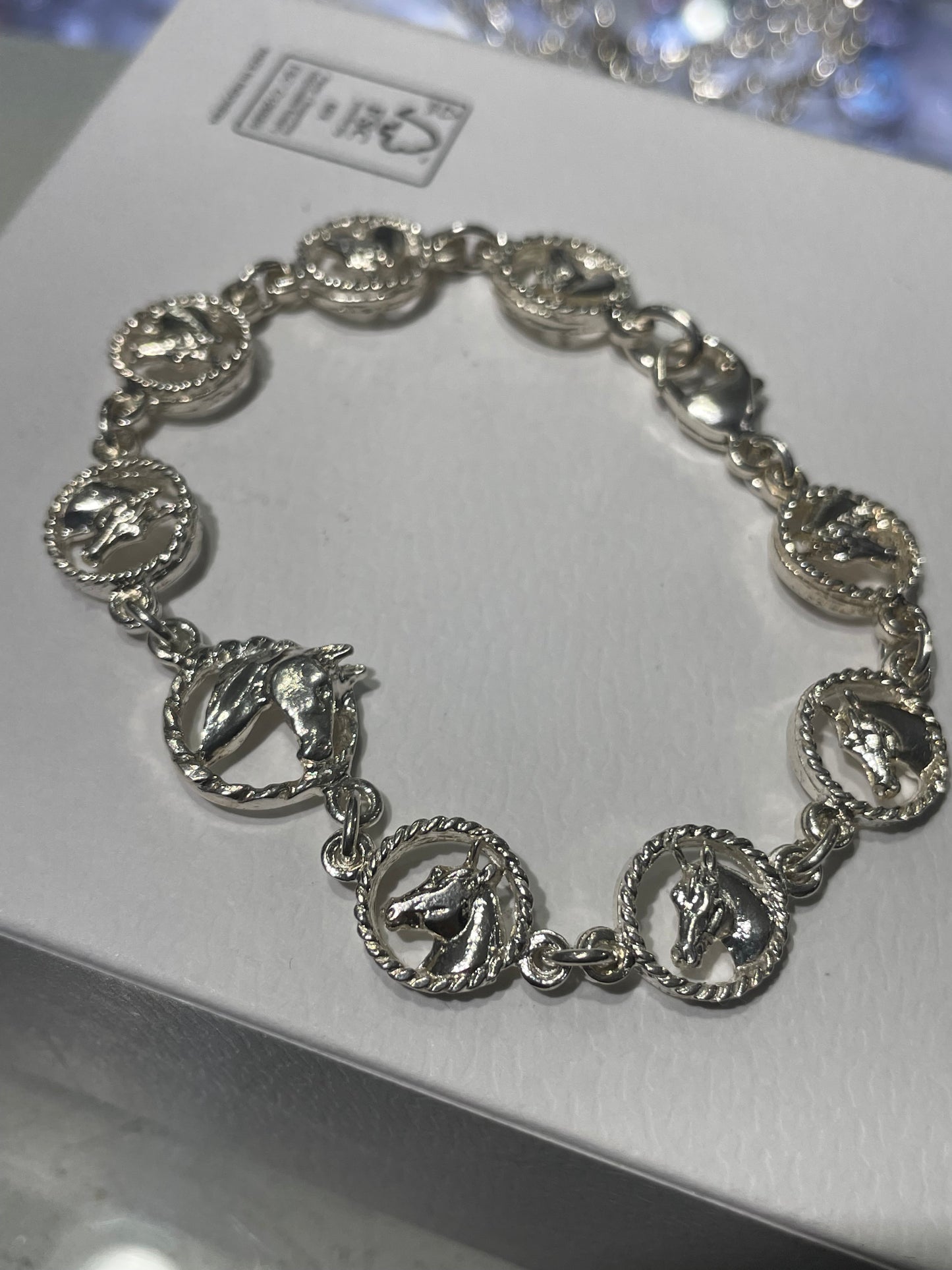 925 Sterling Silver Equestrian Show Horse Bridal Bracelet 7”