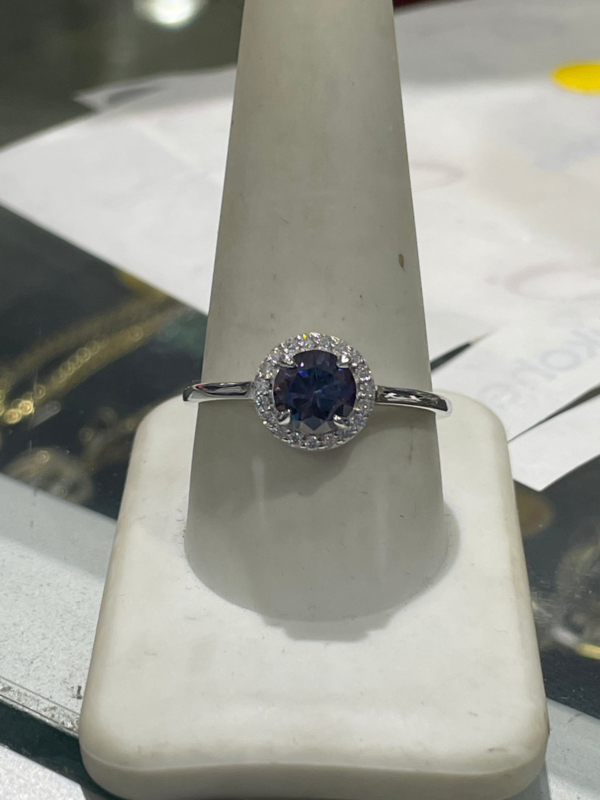925 Sterling Silver Purple Moissanite Statement Ring