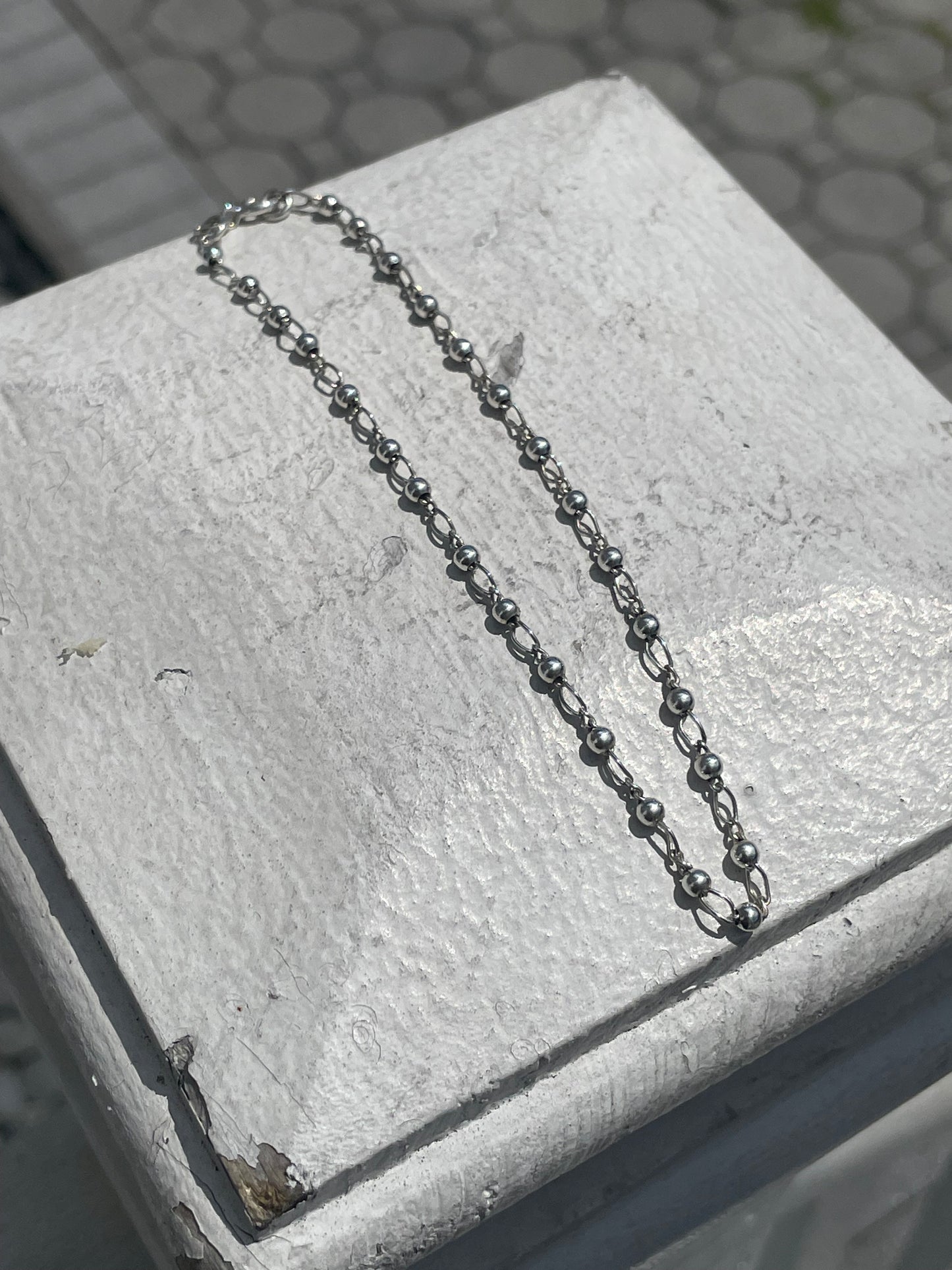 925 Sterling Silver beaded anklet 10"