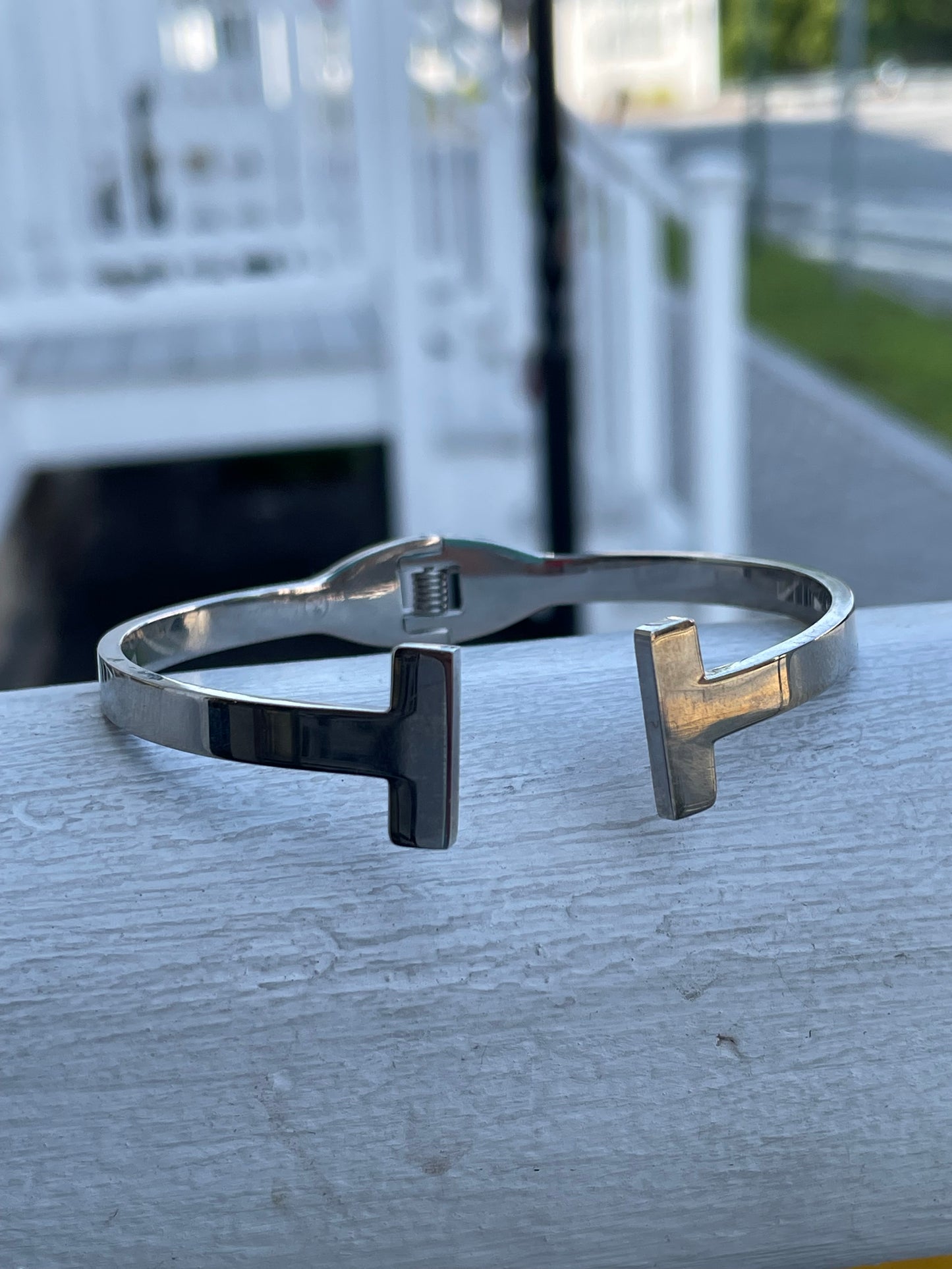 Stainless Steel Tiffany & Co Style T Bar Cuff Bracelet