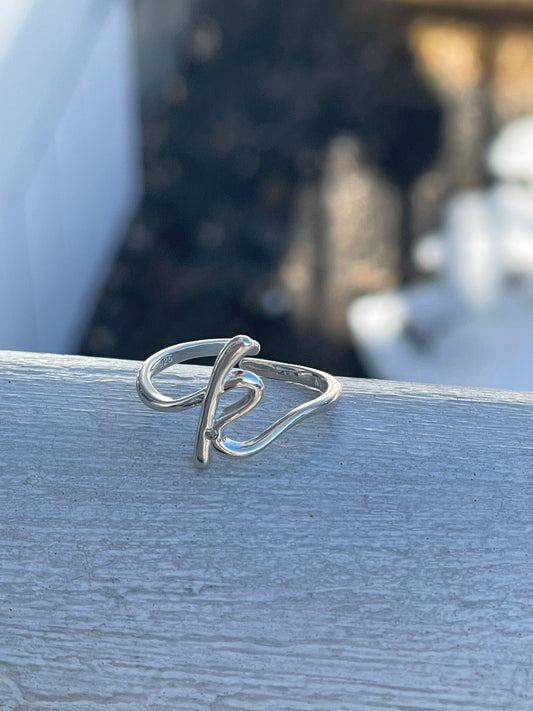 Silver Initial K Ring
