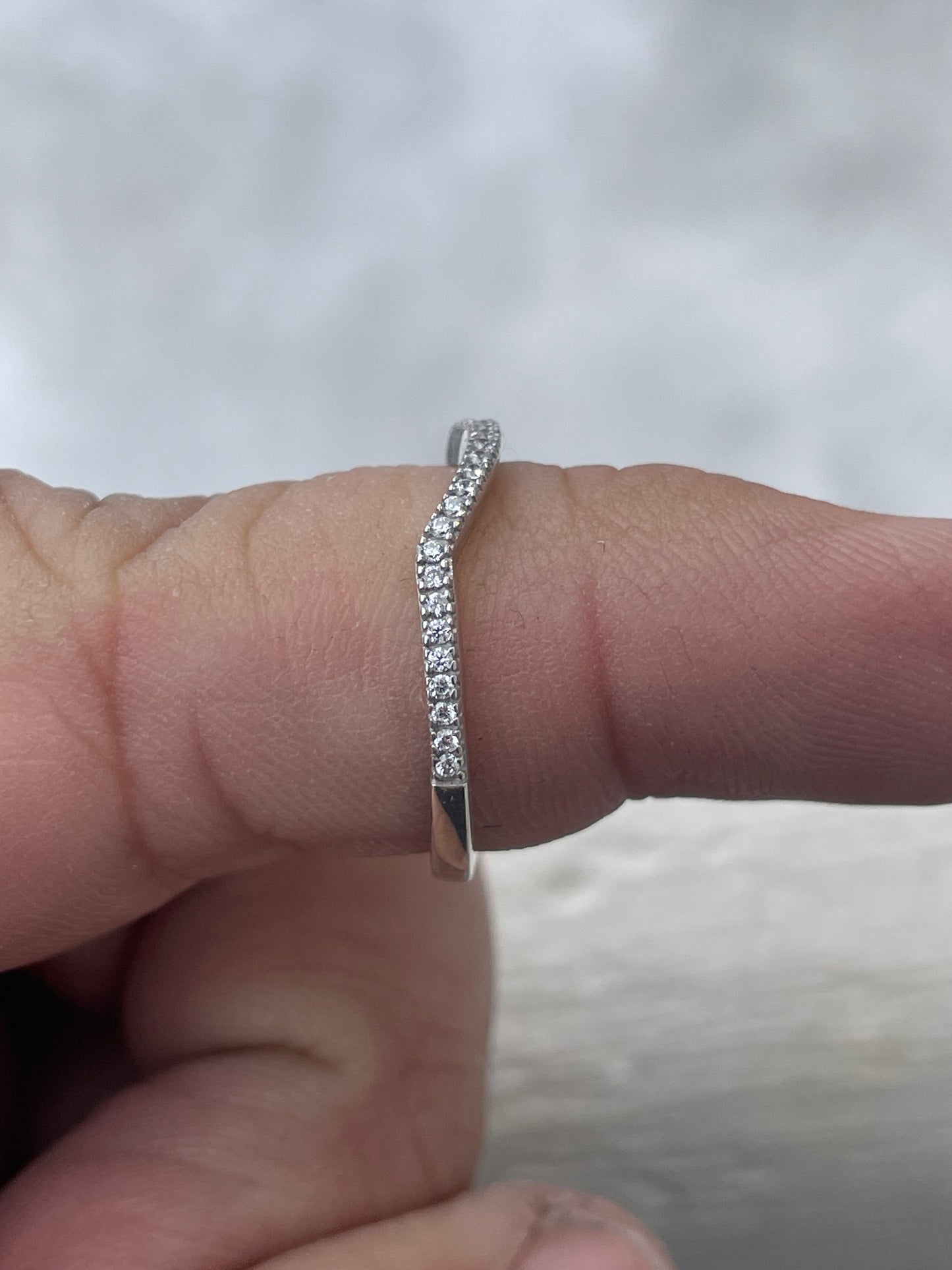 925 Sterling Silver Cz Wavy Stack Ring Size 7