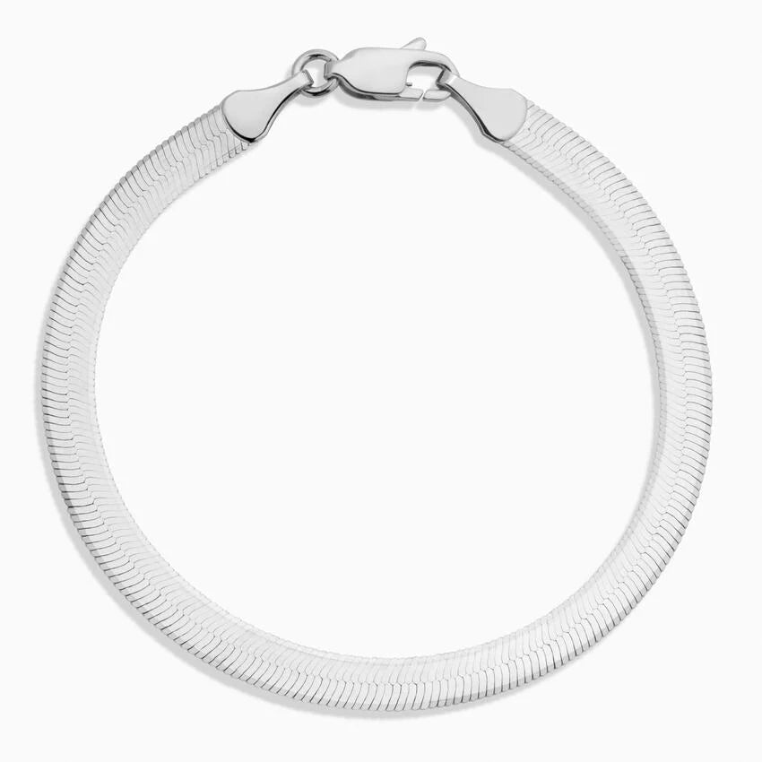 925 Sterling Silver 5mm Herringbone Bracelet 7.5”