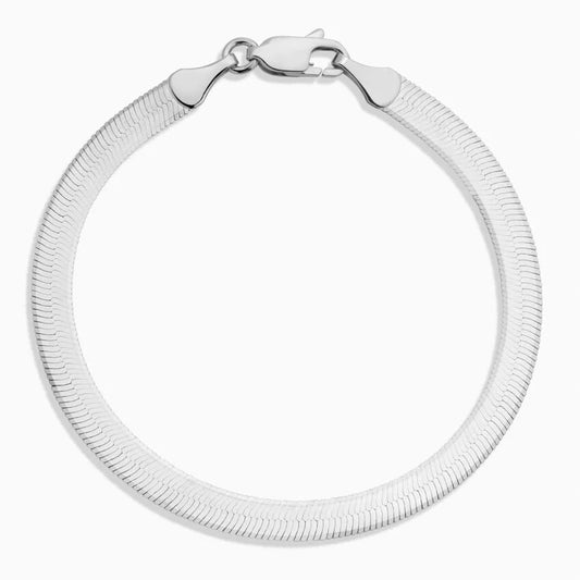 925 Sterling Silver 5mm Herringbone Bracelet 7.5”
