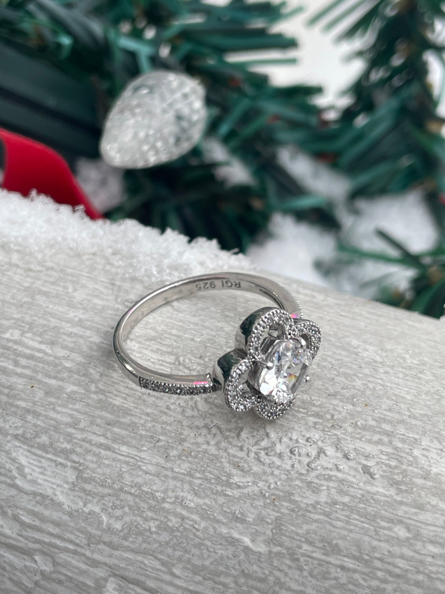 925 Sterling Silver Cz Quatrefoil Ring Size 7