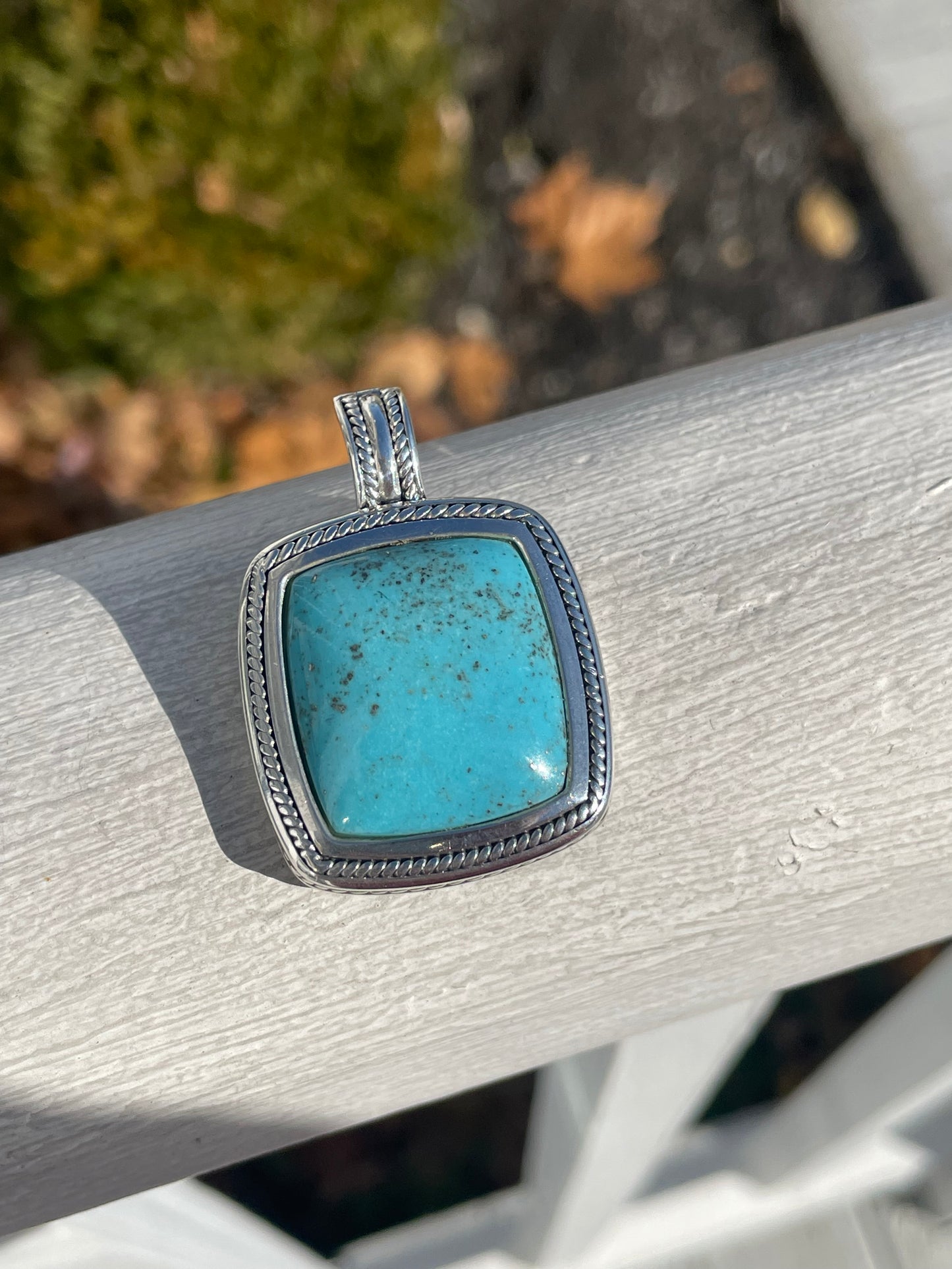 Designer 925A Sterling Silver Large Turquoise Albion Style Pendant