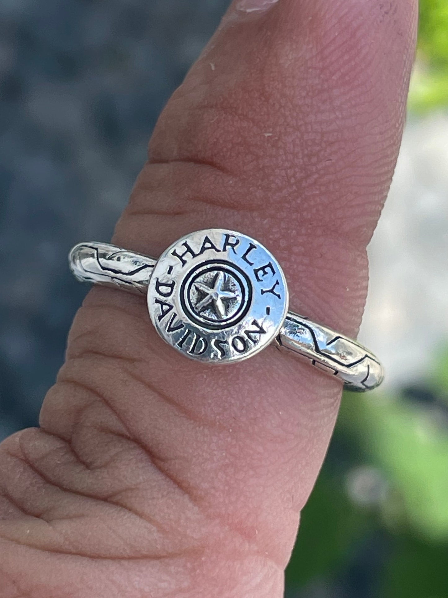 925 Sterling Silver Licensed Harley Davidson Raised Signet Ring Size 7