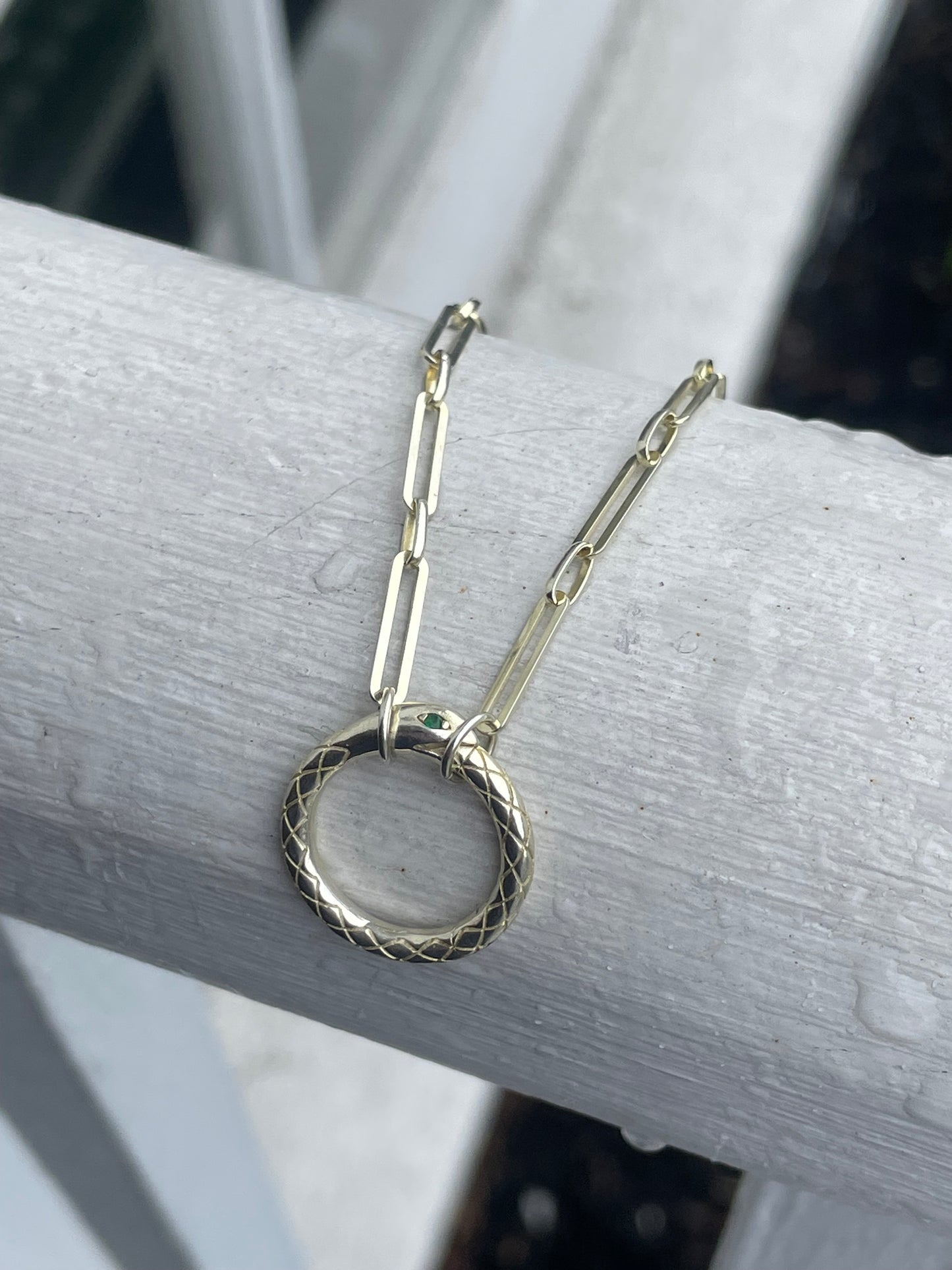 925 Sterling Silver Vermeil Gucci Style Ouroboros Serpent Necklace
