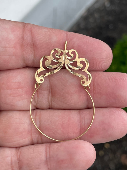 Vintage 14k Gold 1980s Butterfly Wing Charm Holder Pendant