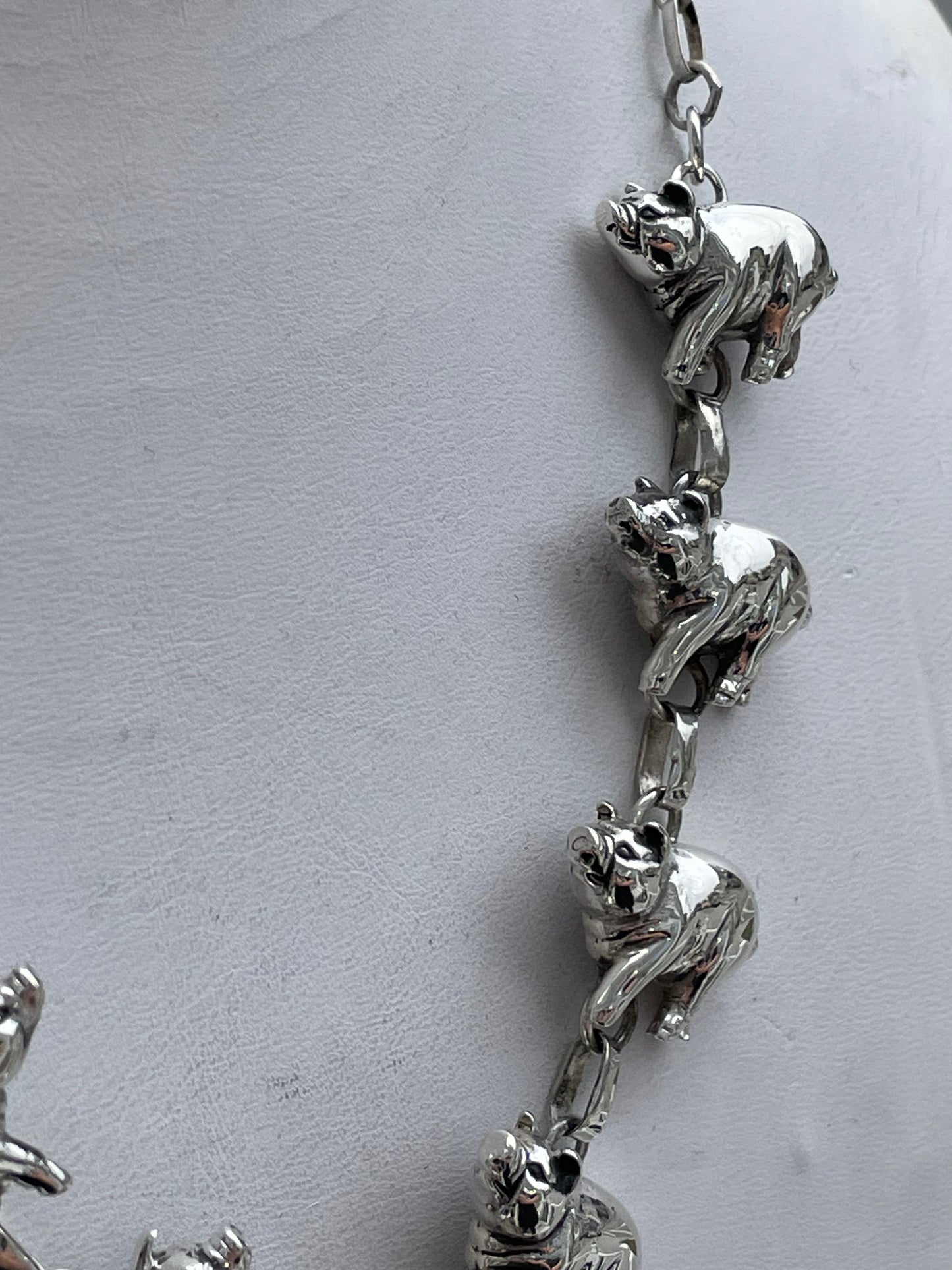Designer Carol Felley Native American Pig Family Station Necklace 925 Sterling Silver