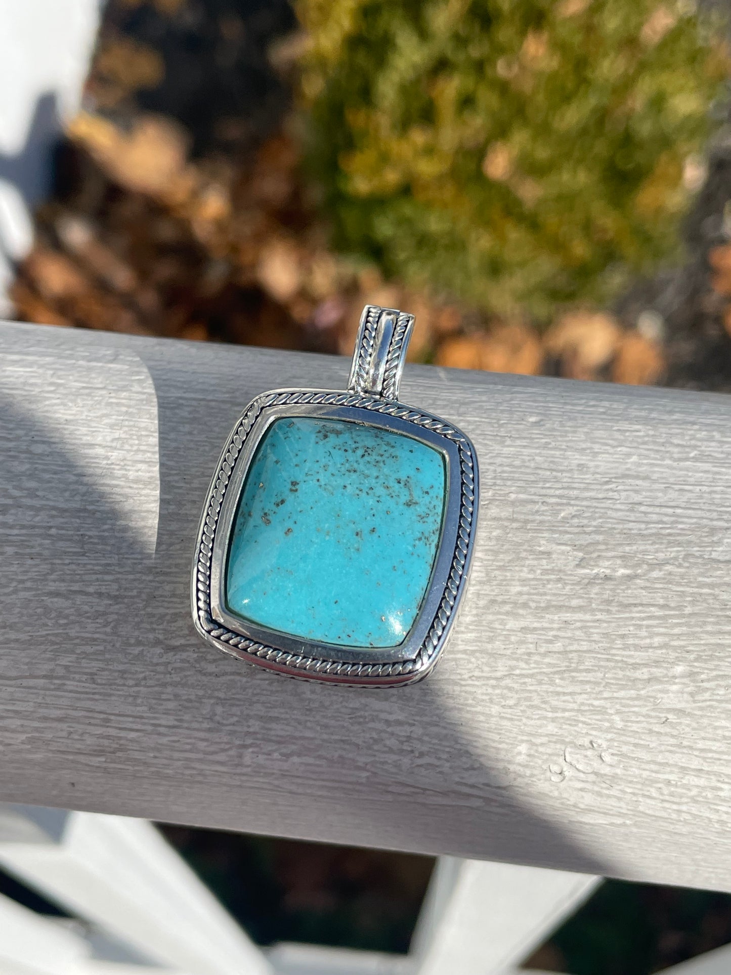 Designer 925A Sterling Silver Large Turquoise Albion Style Pendant