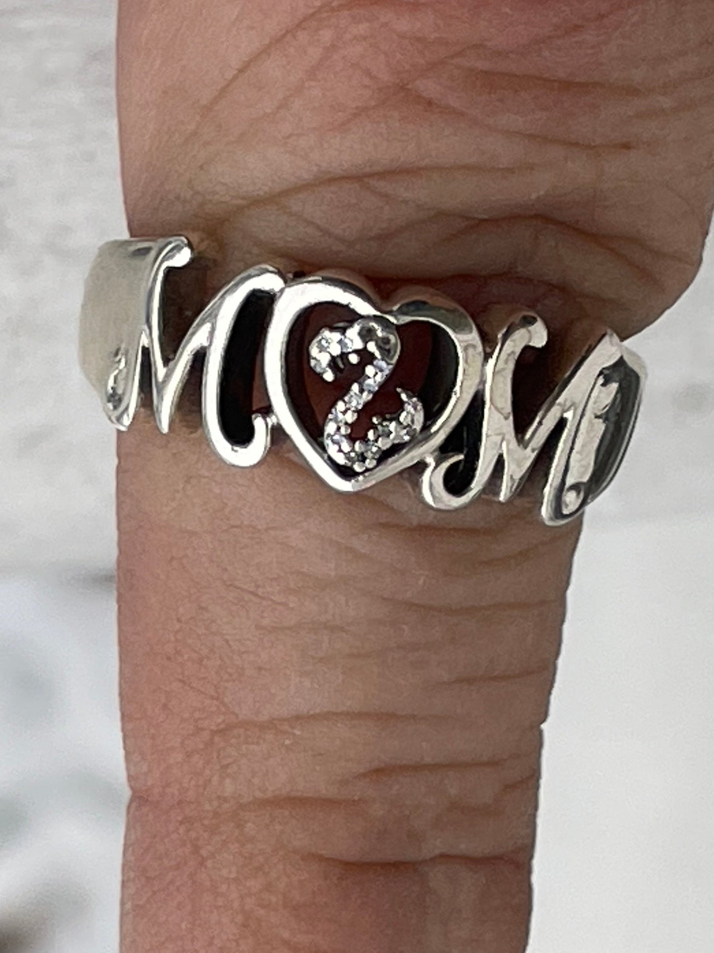 Designer Jane Seymour Open Your Heart Natural Diamond Mom Band Ring Size 9.5