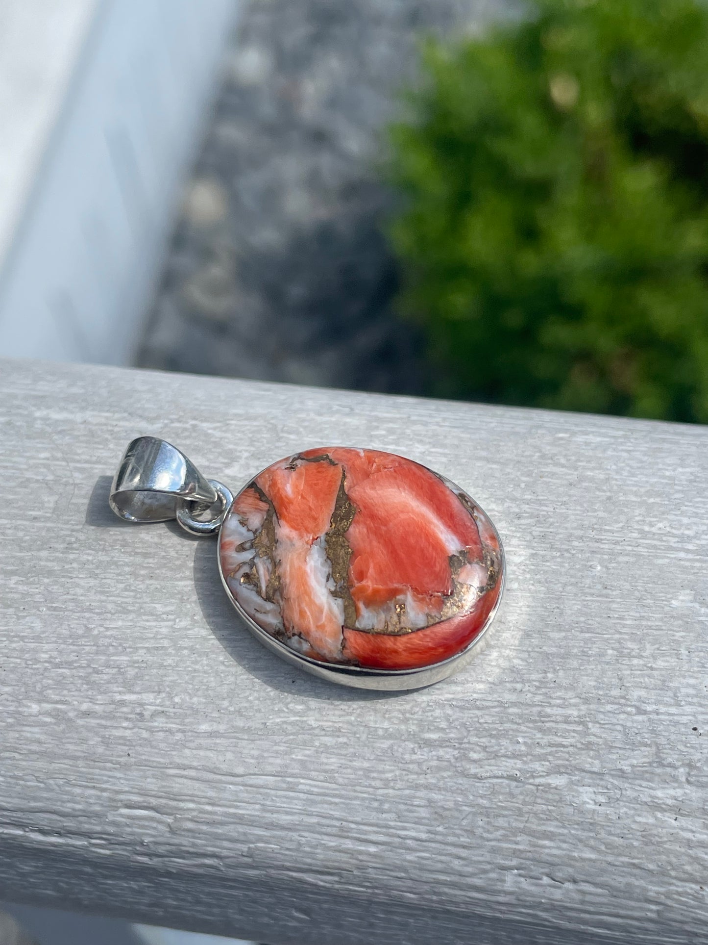 925 Sterling Silver Large Magliano Jasper Stone Pendant