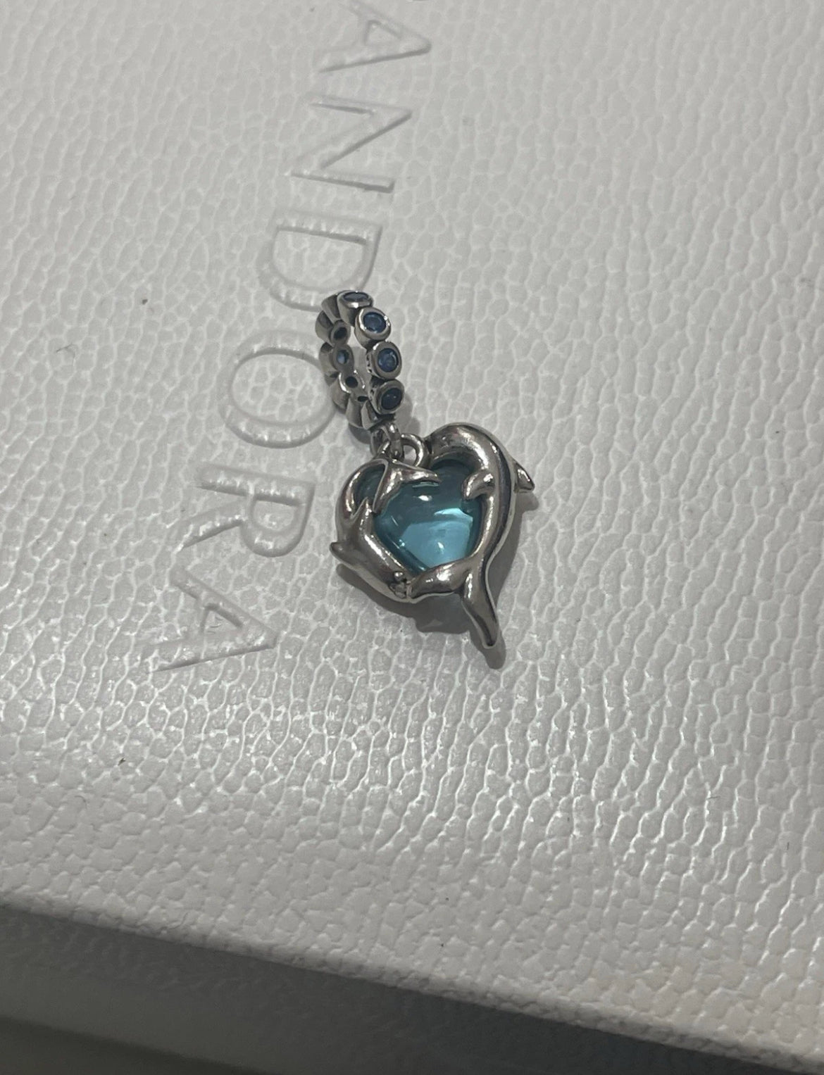 Pandora Blue Murano Glass Dolphins Dangle Charm 925 Sterling Silver #793924C01