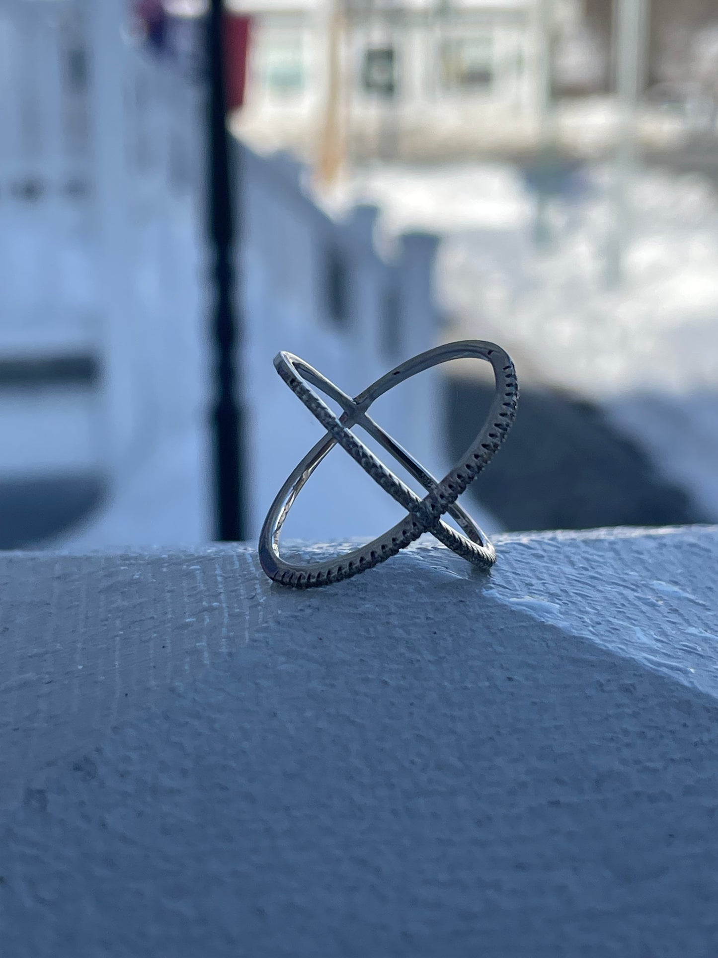 925 Sterling Silver Classic Cz Crossover Band Ring