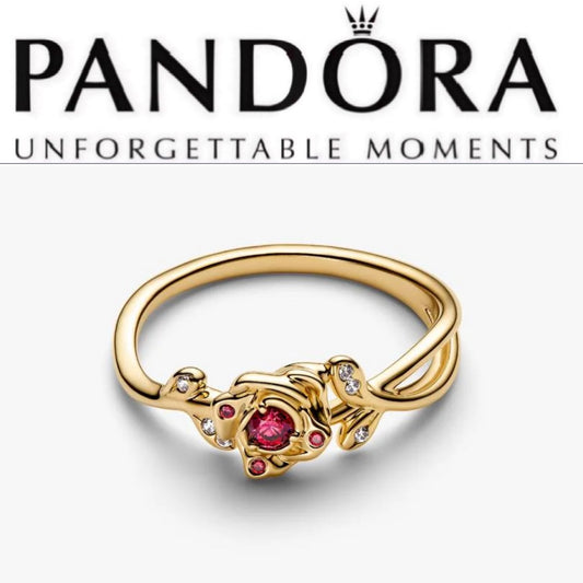 Pandora 160017C01 Beauty & The Beast Rose Ring Size 7