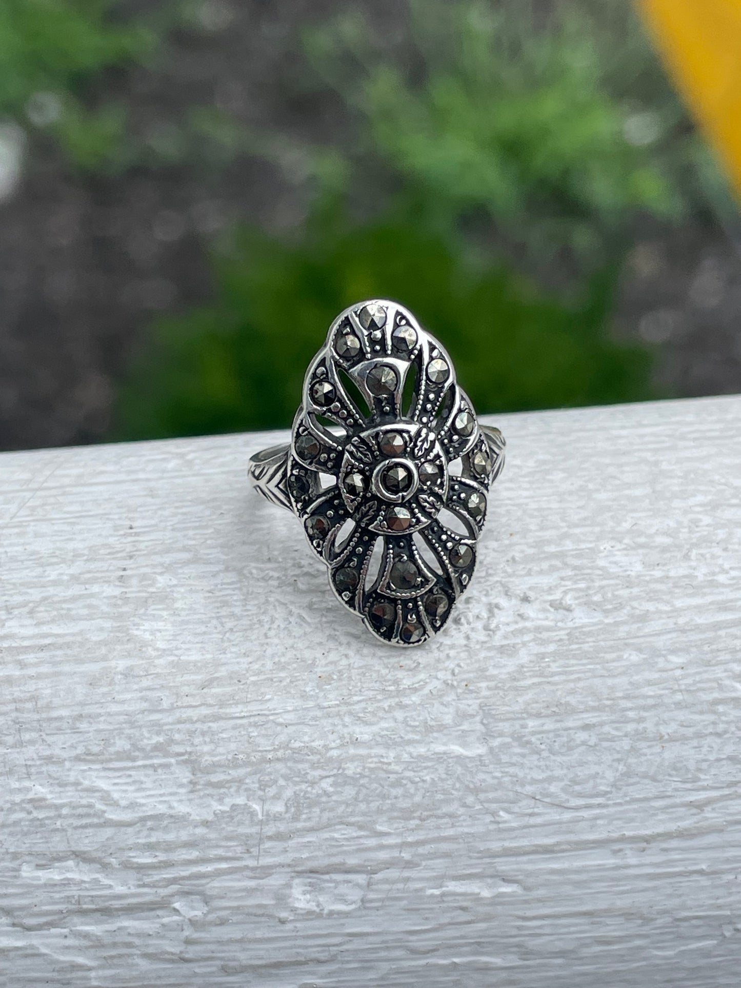 925 Sterling Silver Vintage Art Deco Marcasite Ring Size 6.5