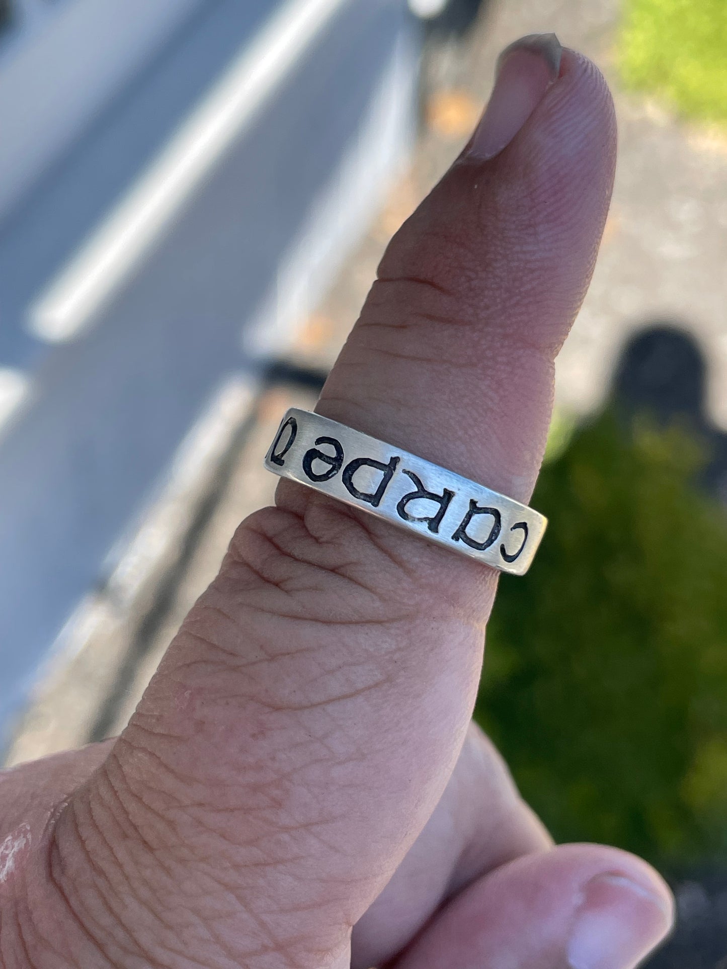 925 Sterling Silver Carpe Diem (Seize the Day) solid band ring size 8