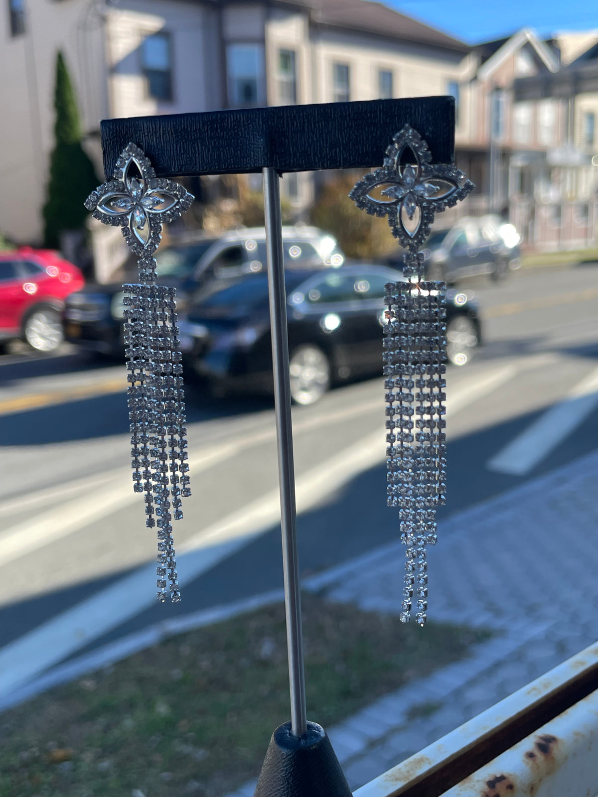 Silver Tone Clear Crystal Chandelier Earrings