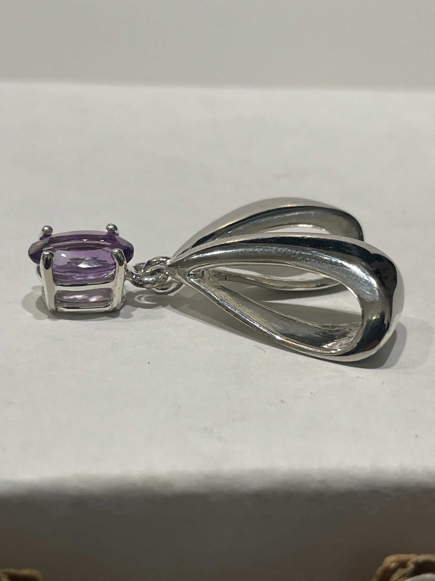 925 Sterling Silver Amethyst Slide Pendant