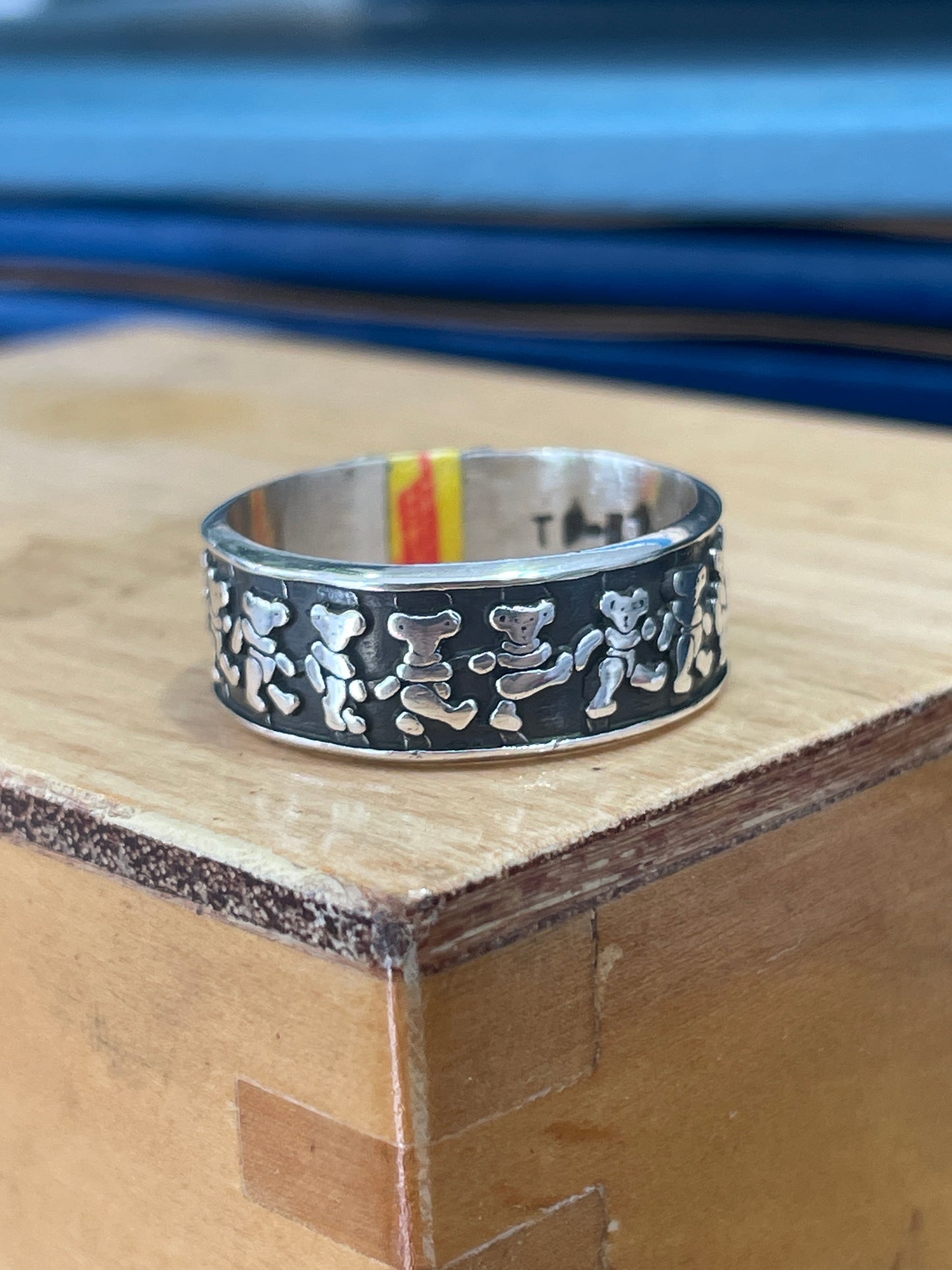 925 Sterling Silver Grateful Dead Dancing Bears Band Ring Size 10.5