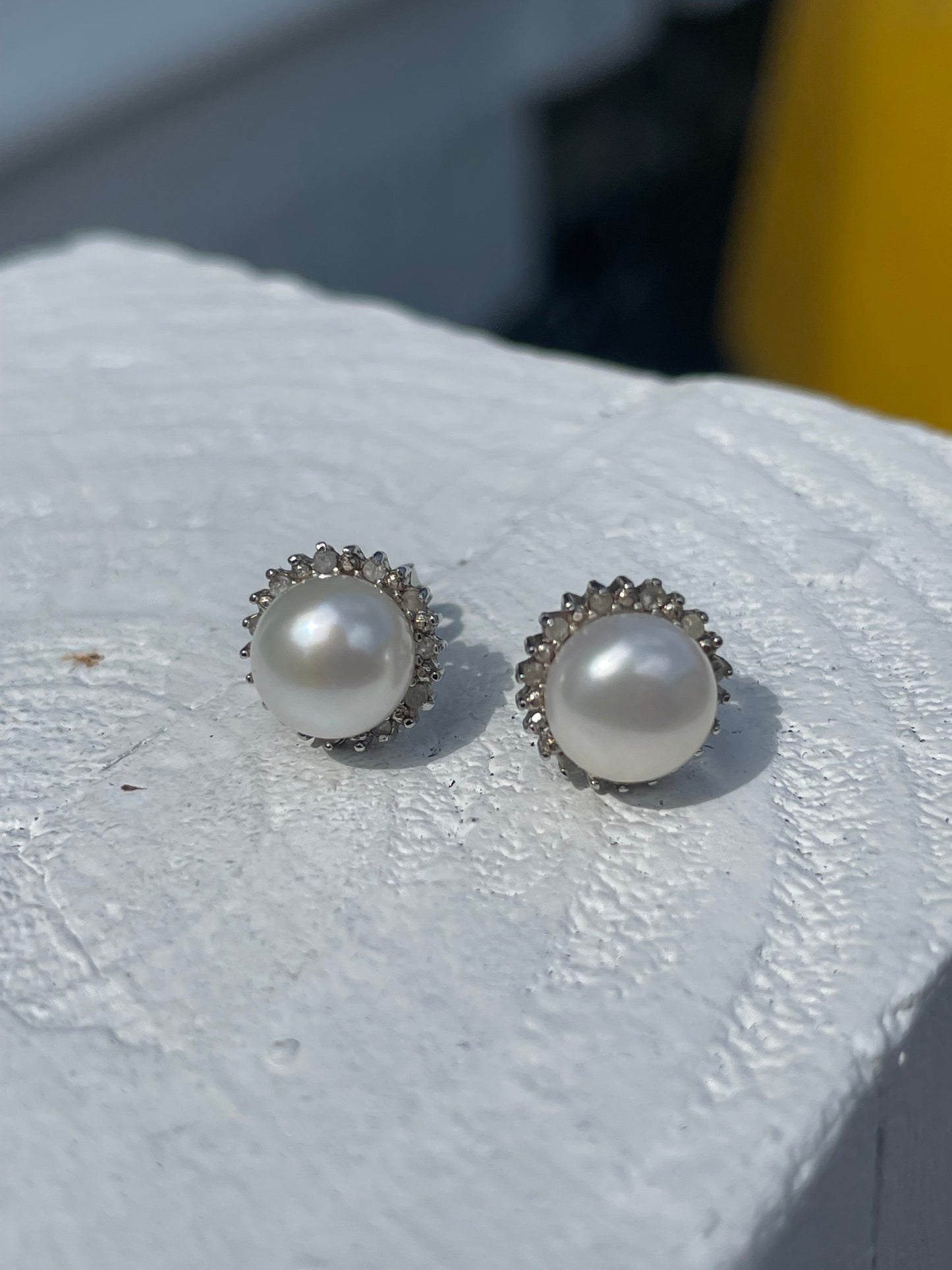 925 Sterling Silver Pearl & Cz Stud Earrings