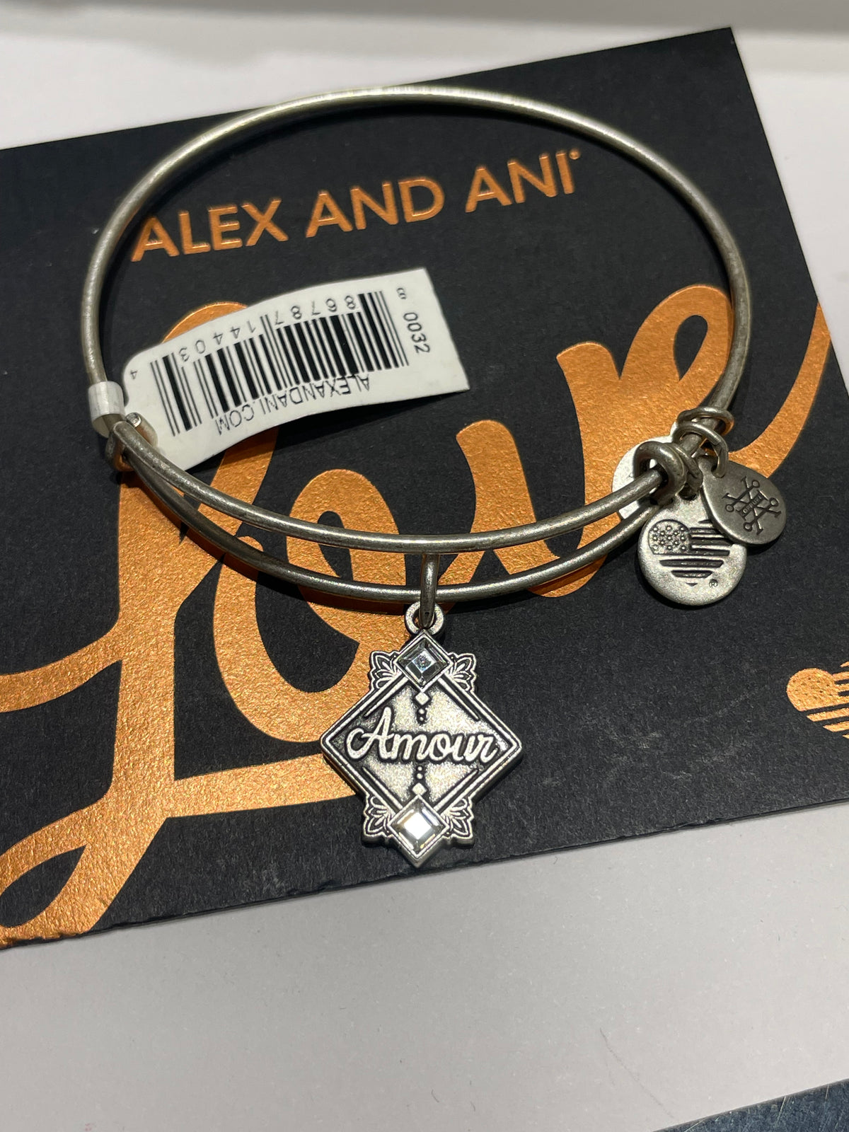 Alex and Ani Silver Tone Amour Love Bracelet - New with Tags and Gift Box