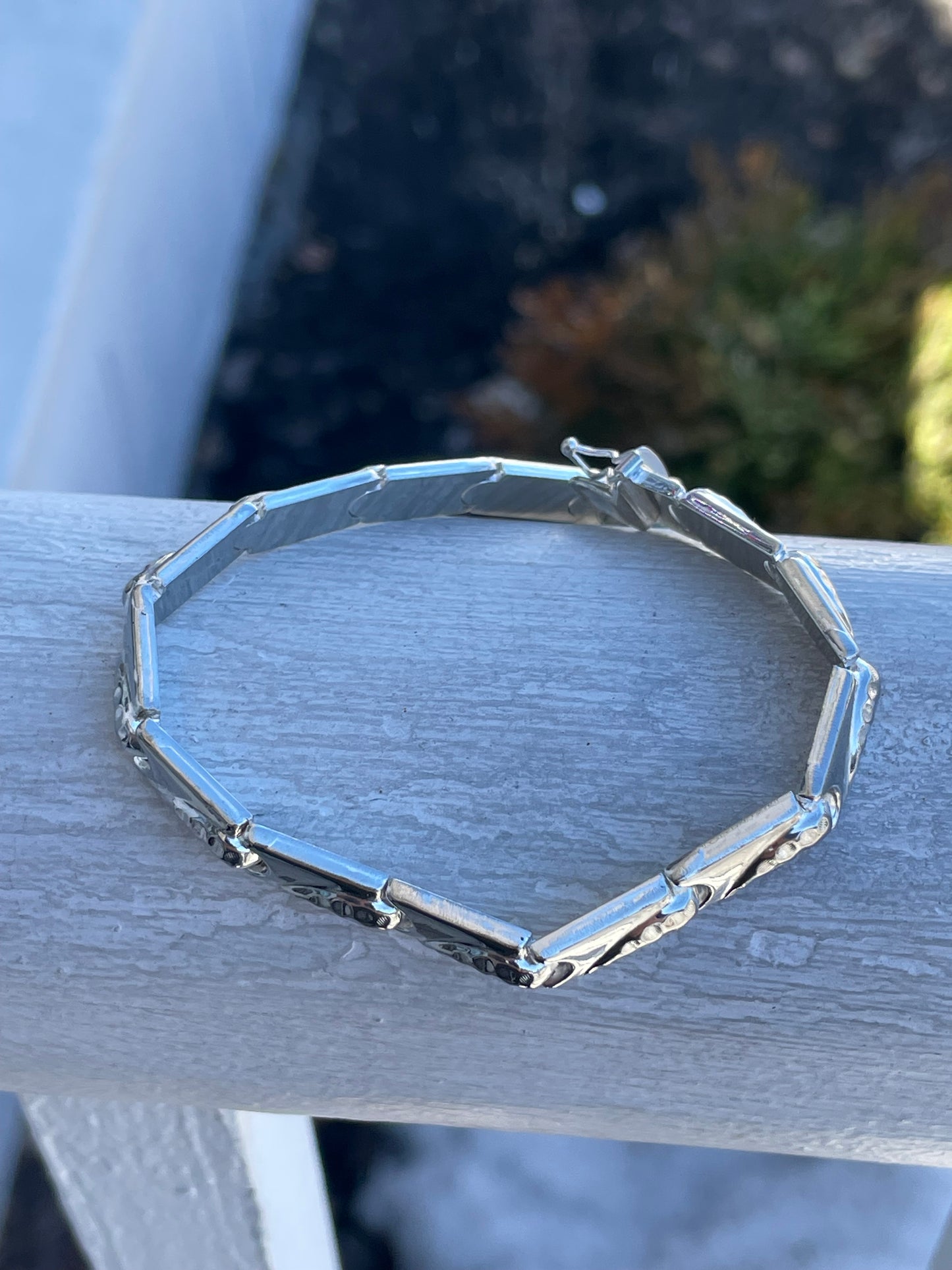 925 Sterling Silver Haleys Comet Rectangle Tile Link Bracelet 7.5”