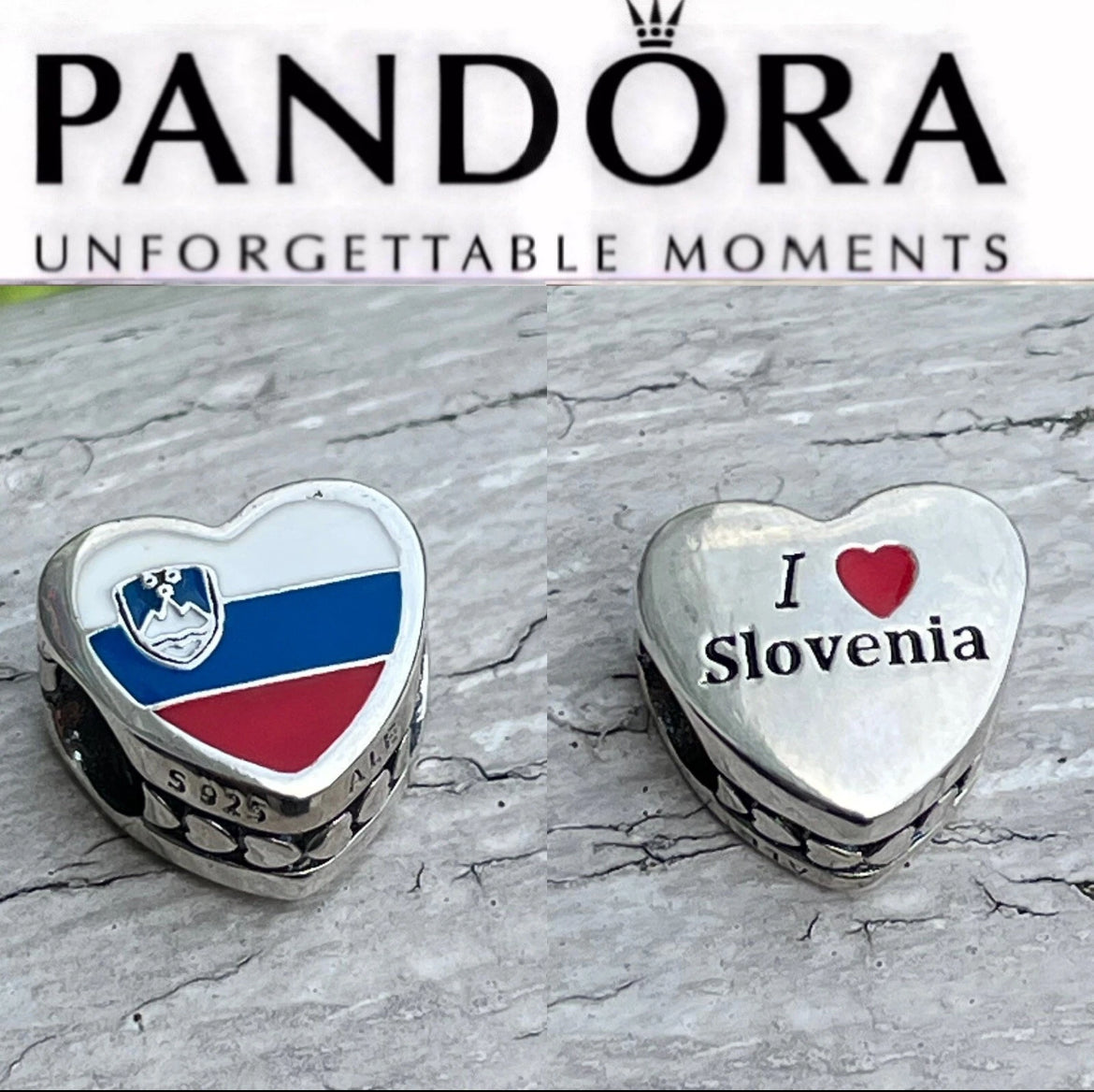 Pandora Slovenia Exclusive Country Heart Flag Charm