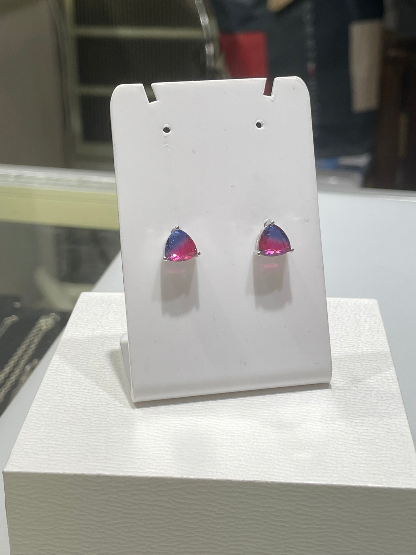 925 Sterling Silver Bi-Color Quartz Stud Earrings