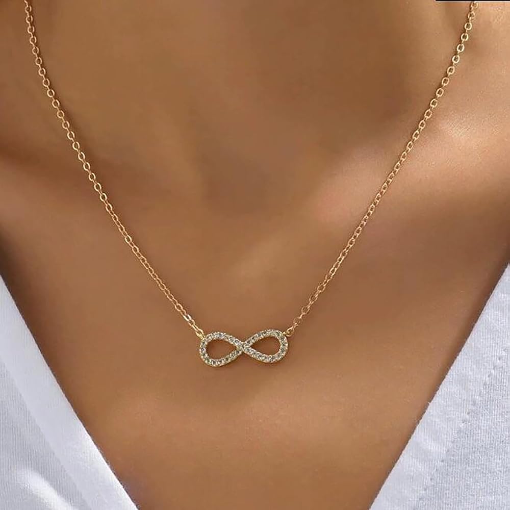 925 Sterling Silver Vermeil Cz Infinity Necklace