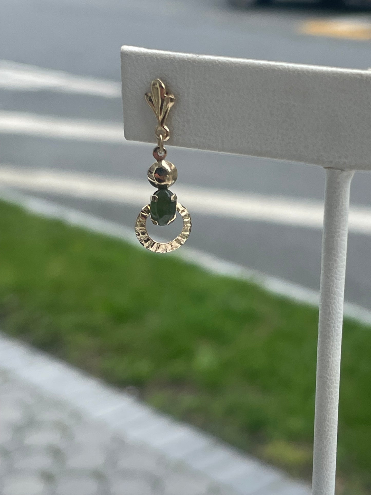 Vintage 1970’s Nephrite Jade Dangle Earrings