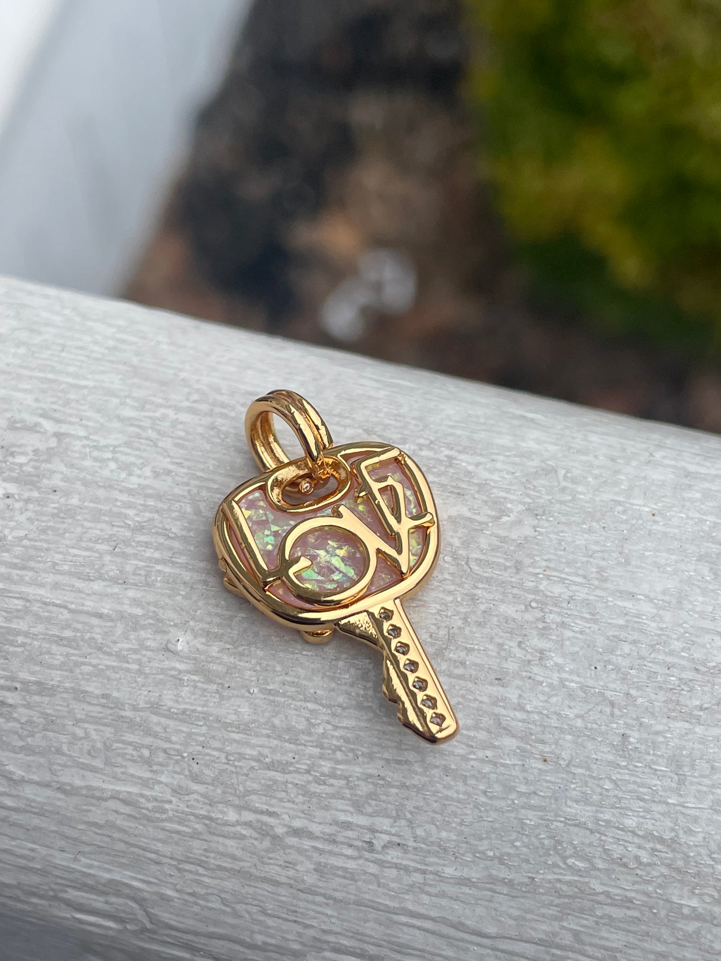 Pandora Shine Pink Opalescent Love Key Pendant Charm