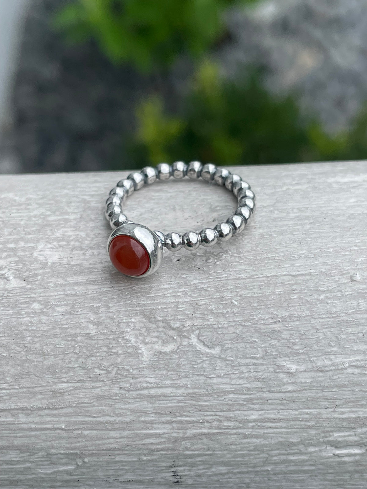 Retired Pandora Beaded Carnelian Stack Ring Size 5.5