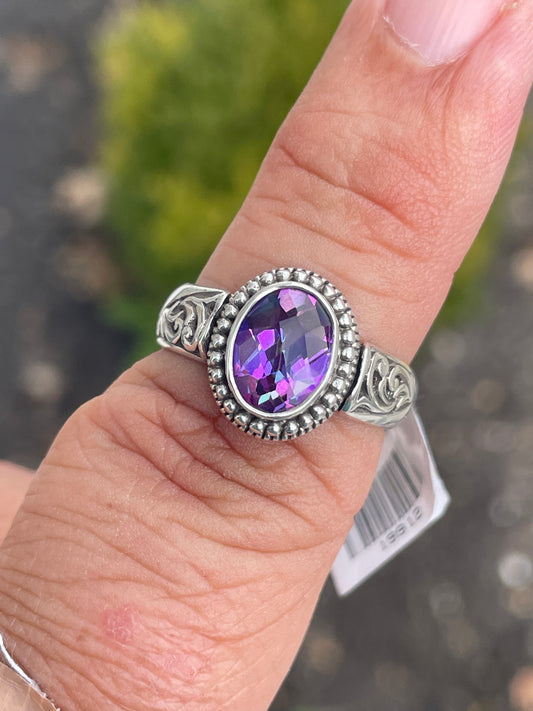 Designer Sarda Oval Blue Jay Jazz Quartz Stone 925 Sterling Silver Solitaire Ring Size 8