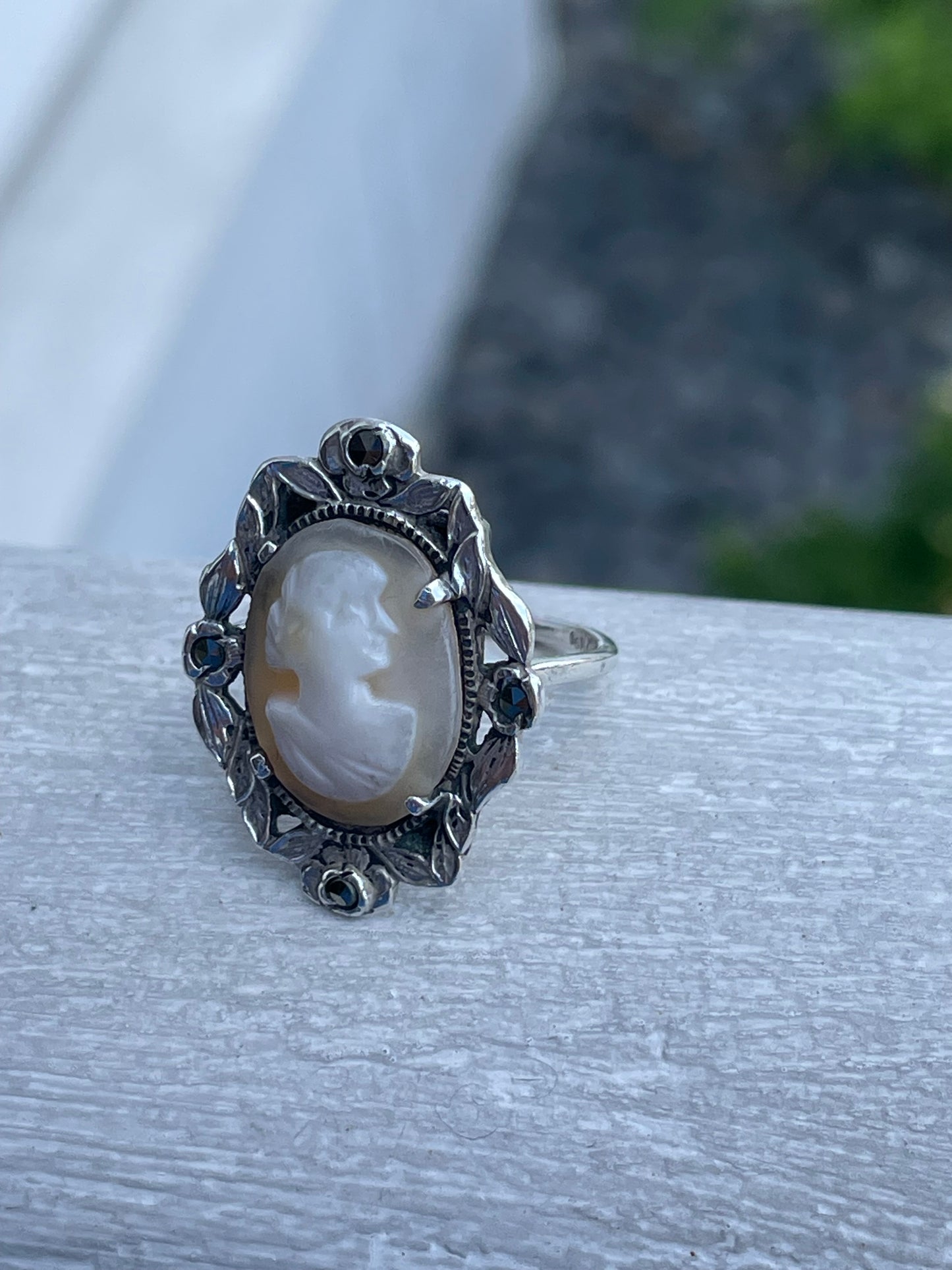 925 Sterling Silver Antique Cameo Ring Size 7