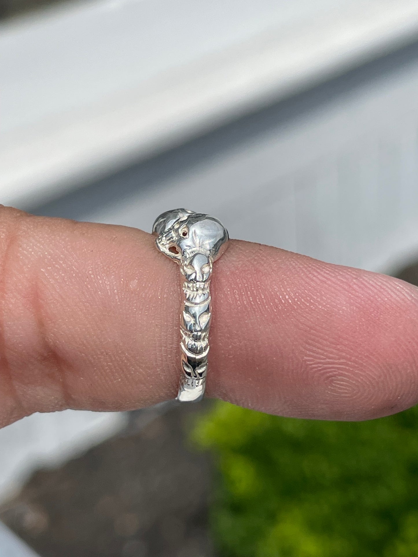 925 Sterling Silver Skull Band Ring Size 6