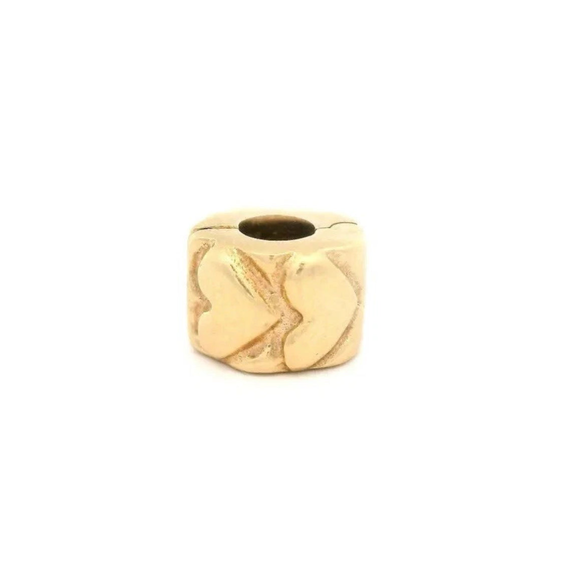 Retired Pandora Solid 14k Yellow Gold Heart Clip Charm 750243