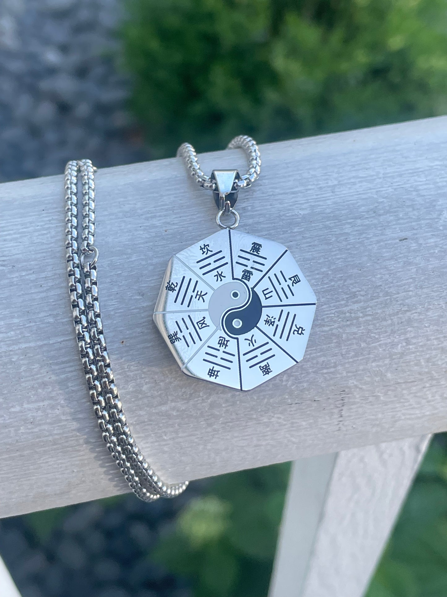 Stainless Steel Yin Yang Disc Necklace