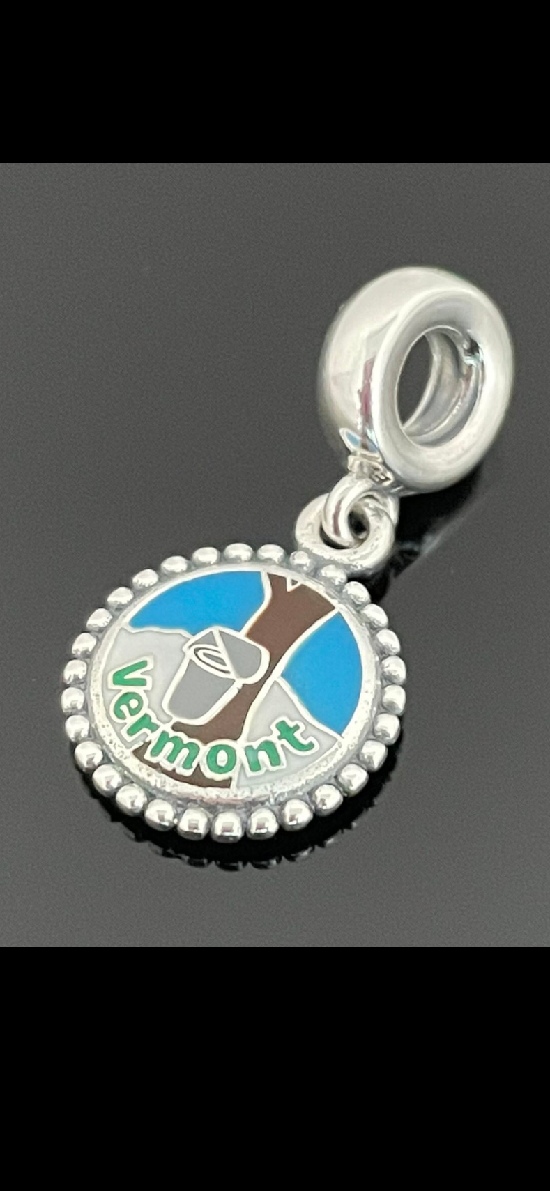 Pandora State of Vermont Exclusive Maple Tree Tapping Travel Dangle Charm