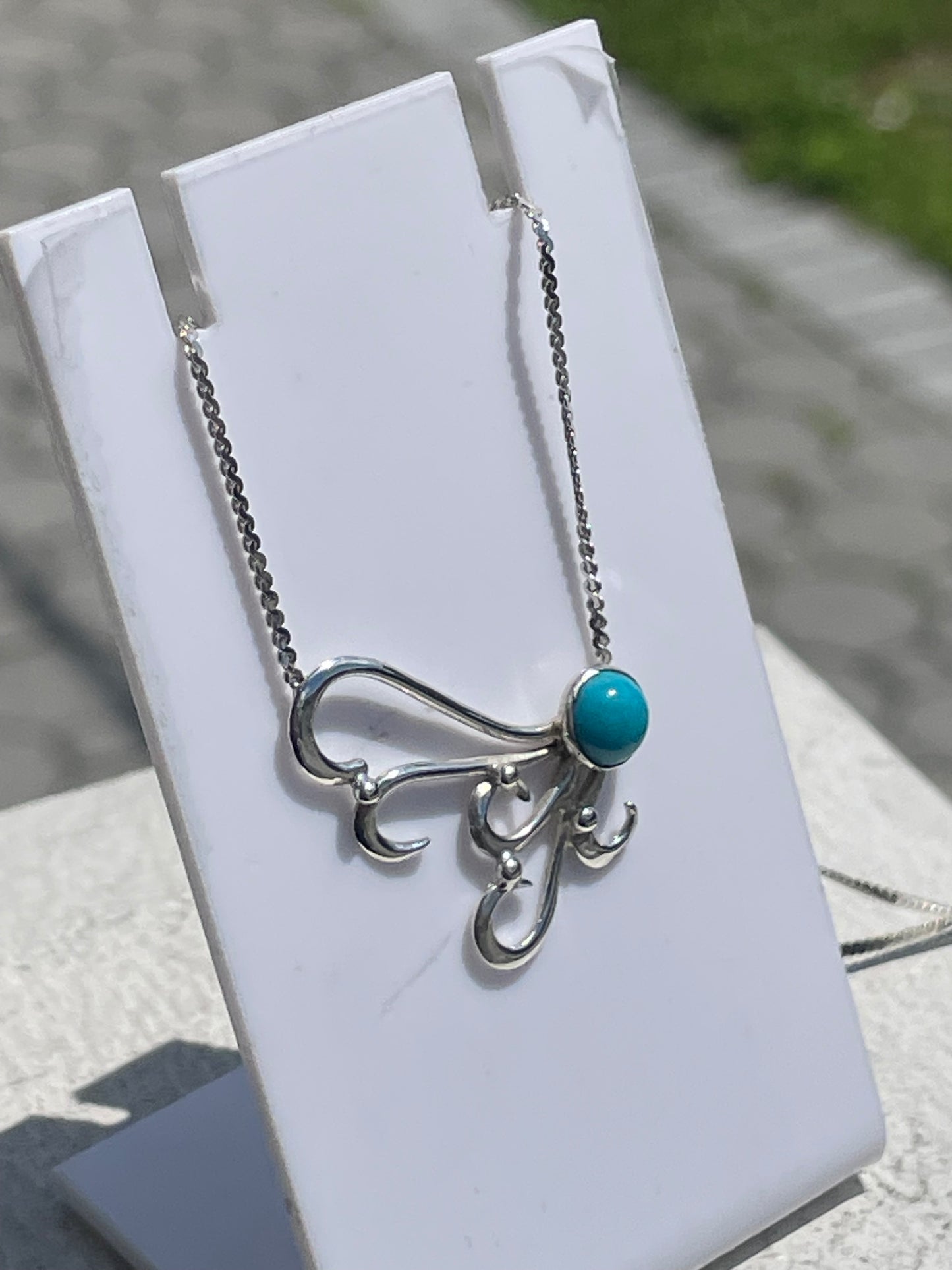 925 Sterling Silver Decorative Turquoise Necklace