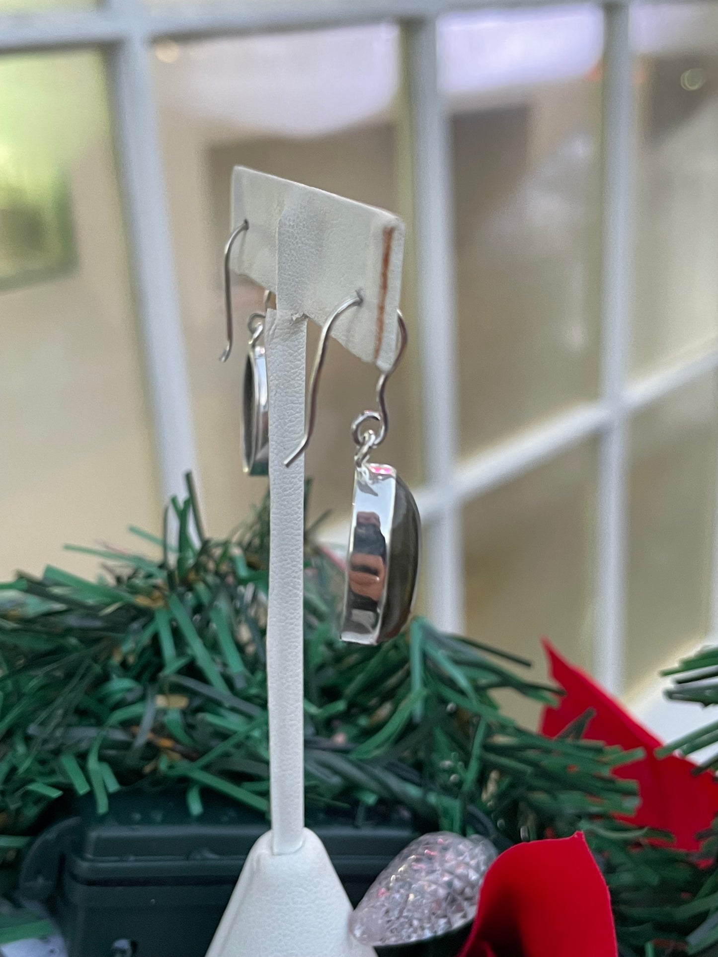 925 Sterling Silver Large Labradorite Stone Dangle Earrings