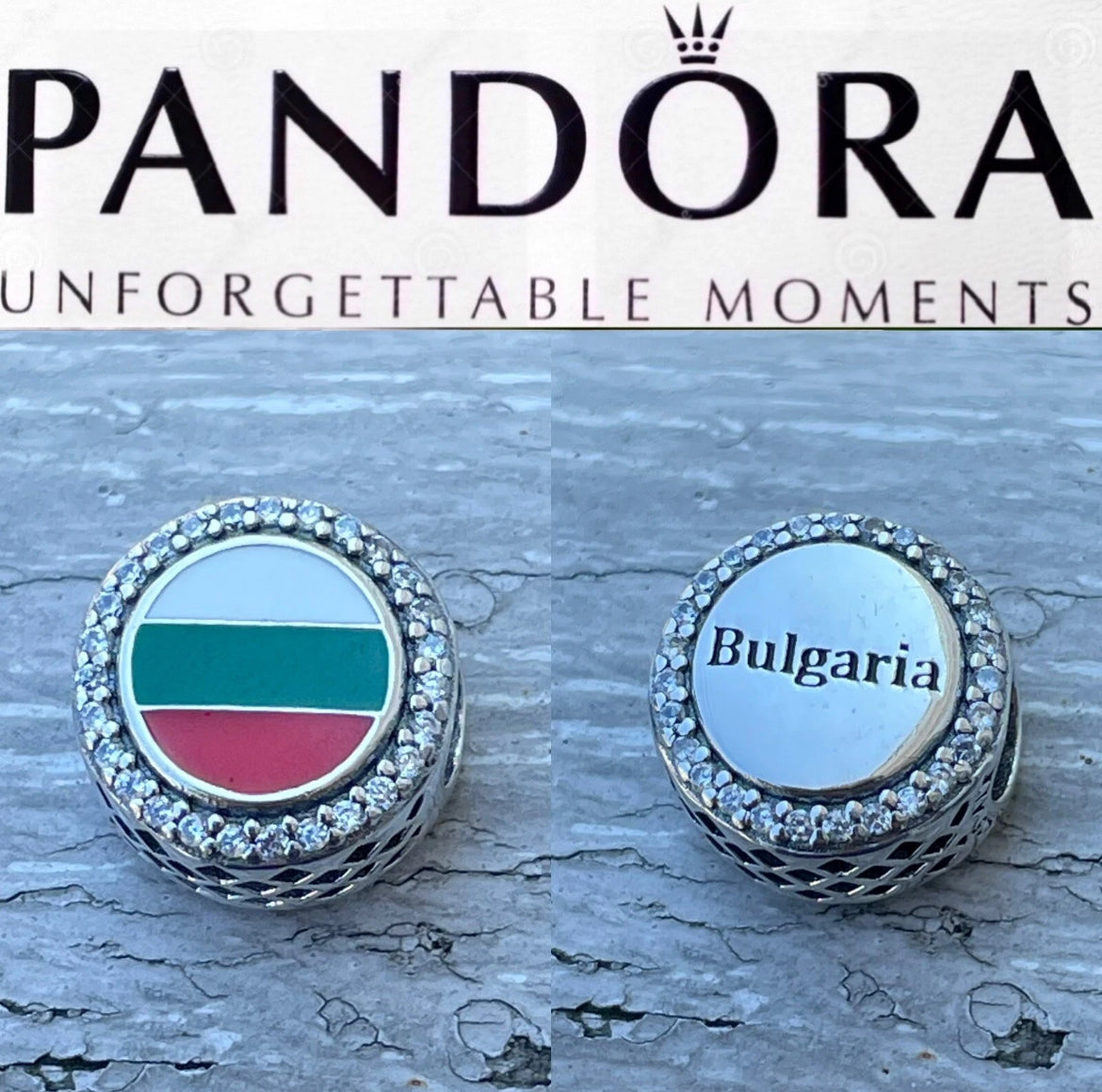 Pandora Bulgaria Country Exclusive Round Signet Flag Charm