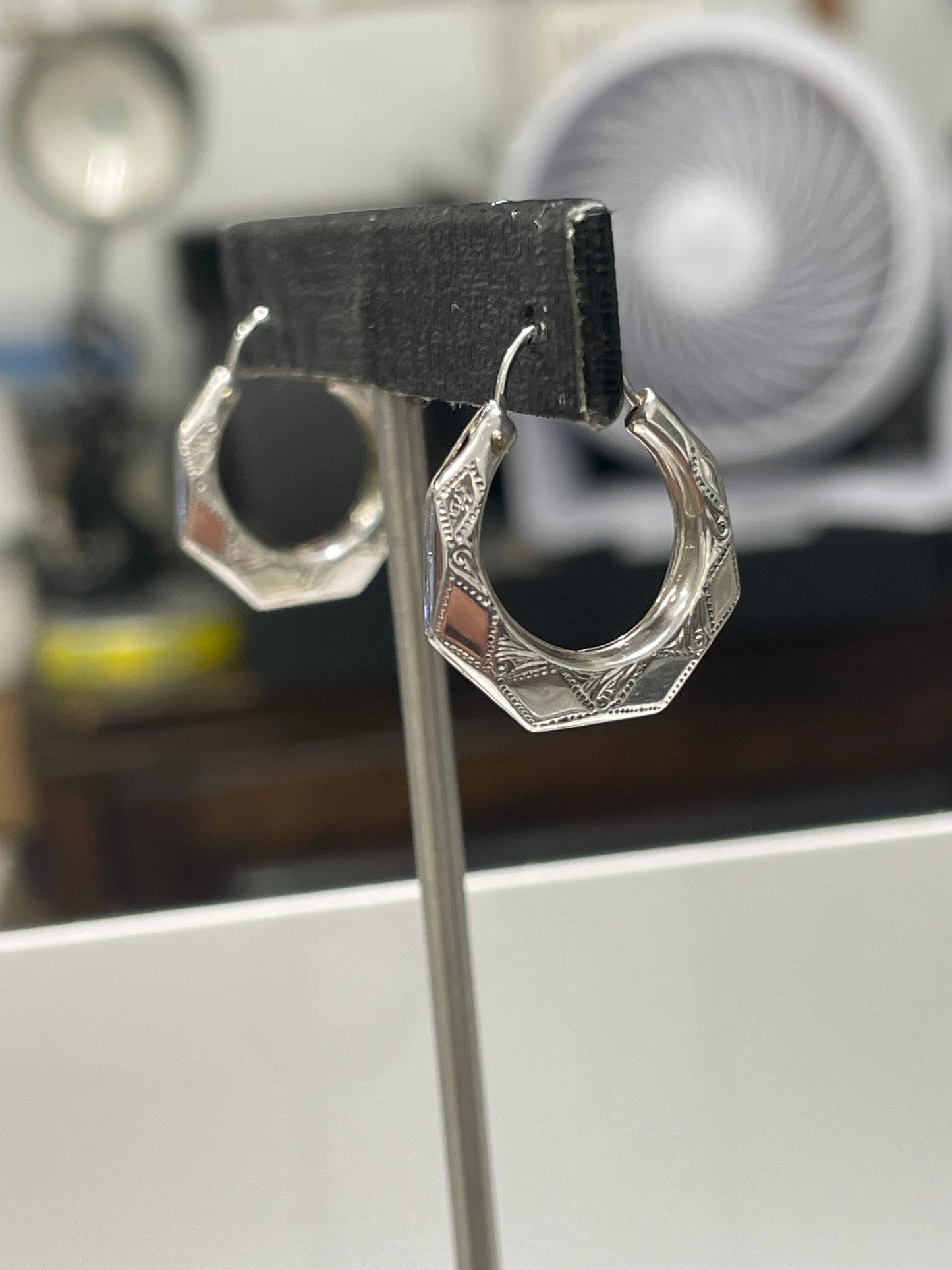 Vintage 80s 925 Sterling Silver Italian Style Endless Hoop Earrings