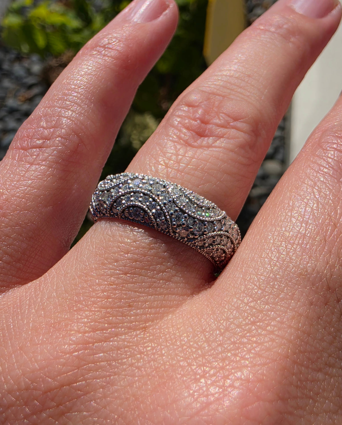 925 Sterling Silver Highly Decorative Micro Pave CZ Zirconia Eternity Band Ring