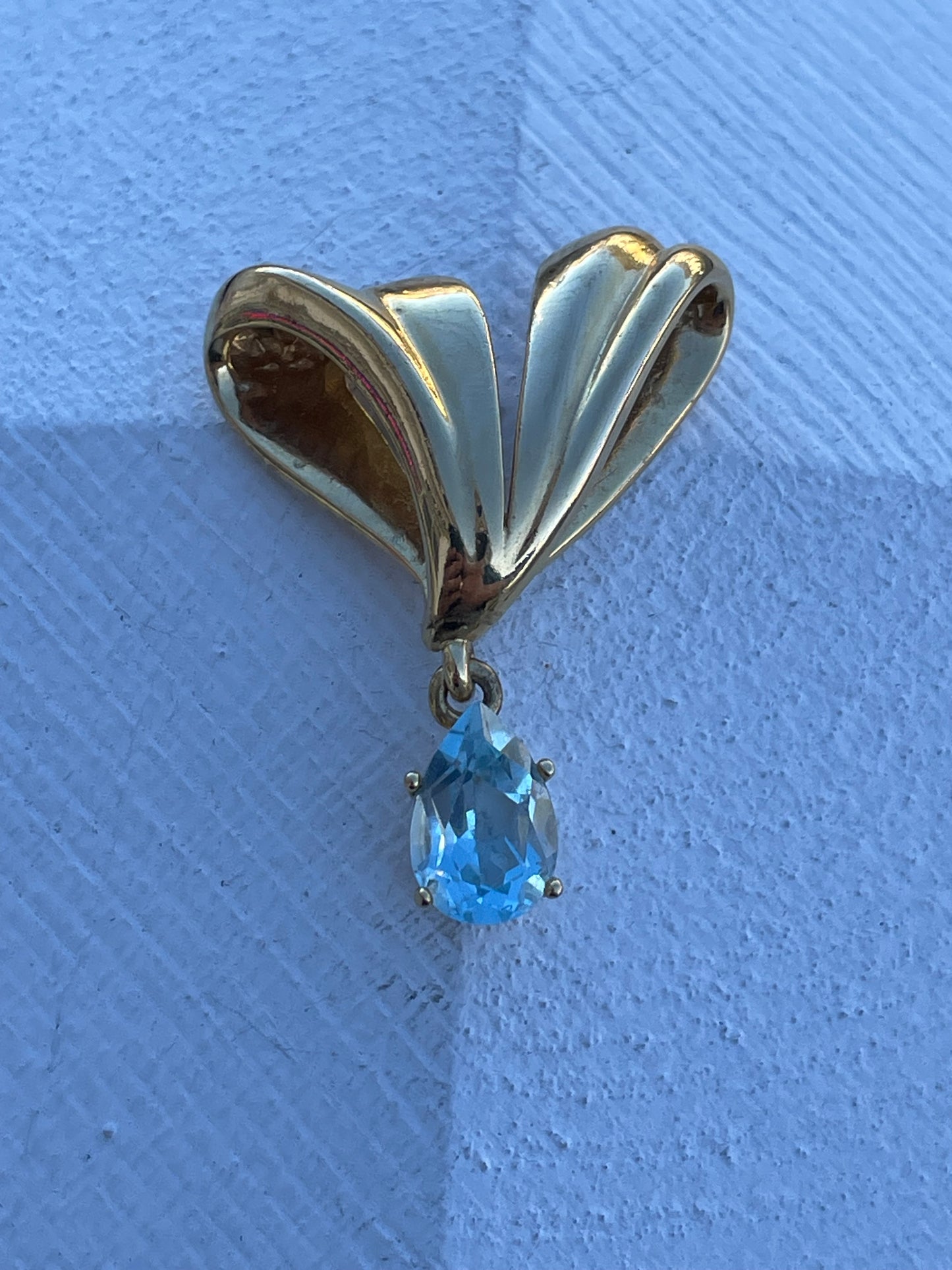 925 Sterling Silver Vermeil Blue Topaz Slide Pendant